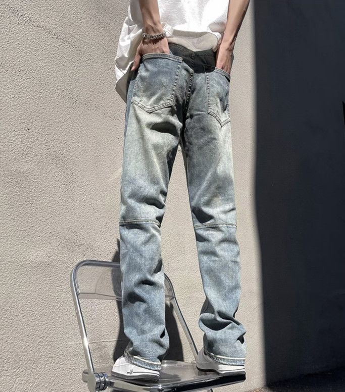 Japanese Brand High street retro blue men's washed distressed casual jeans Size US 32 / EU 48 - 5 Thumbnail