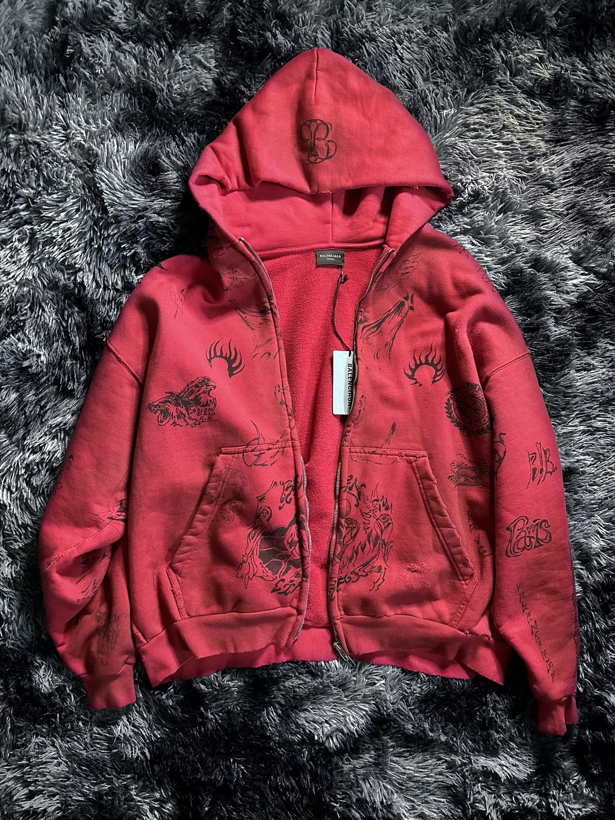 Balenciaga Balenciaga SS24 Tattoo Zip-Up Hoodie | Grailed Balenciaga Balenciaga SS24 Tattoo Zip-Up Hoodie | Grailed