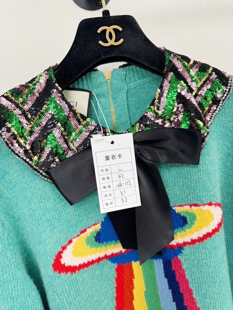 Gucci Gucci Sequin Sweater with Colorful Pattern-2505 Size L / US 10 / IT 46 - 2 Thumbnail