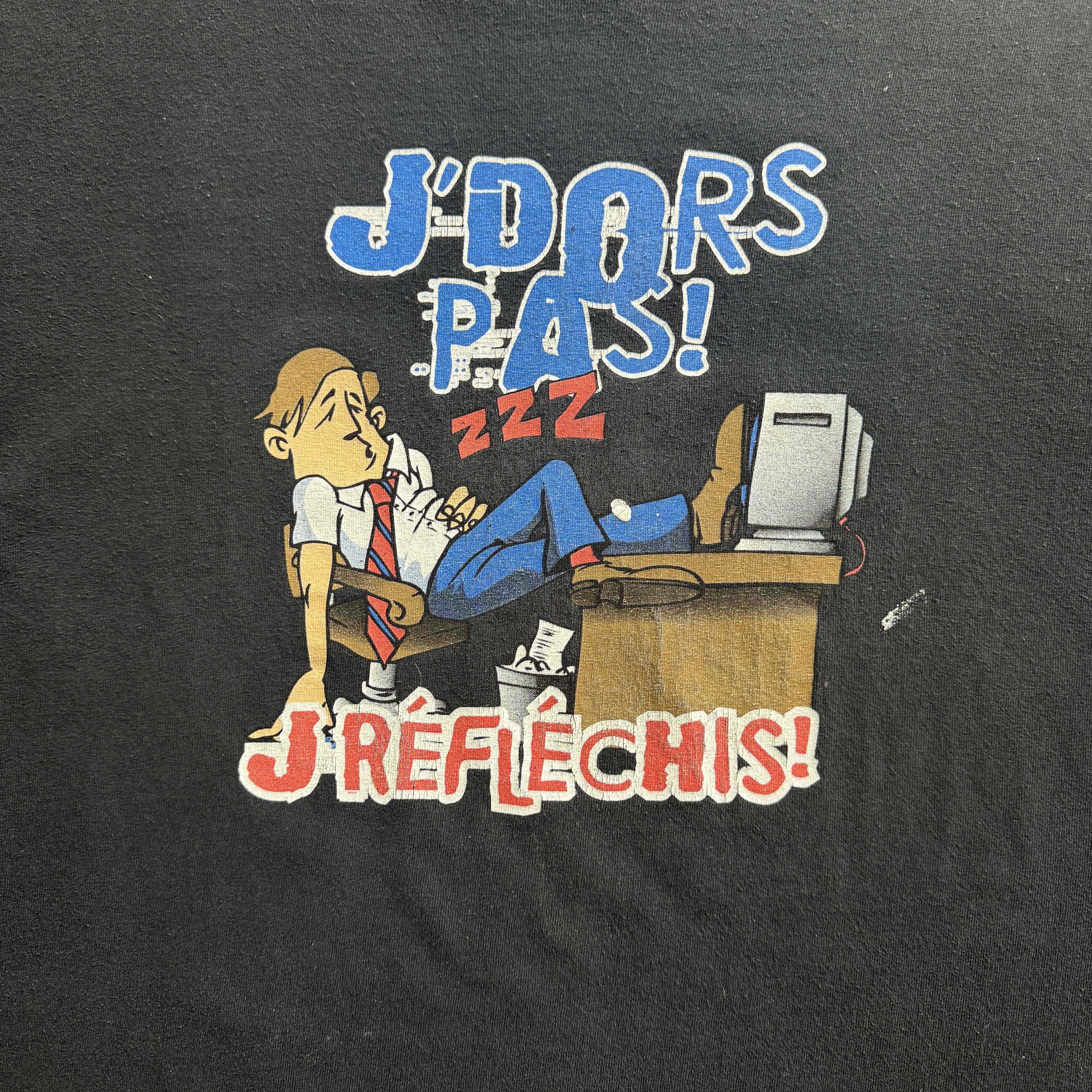 Vintage J’Dors Pas! J’Réfléchis! French Cartoon Size US XL / EU 56 / 4 - 2 Thumbnail