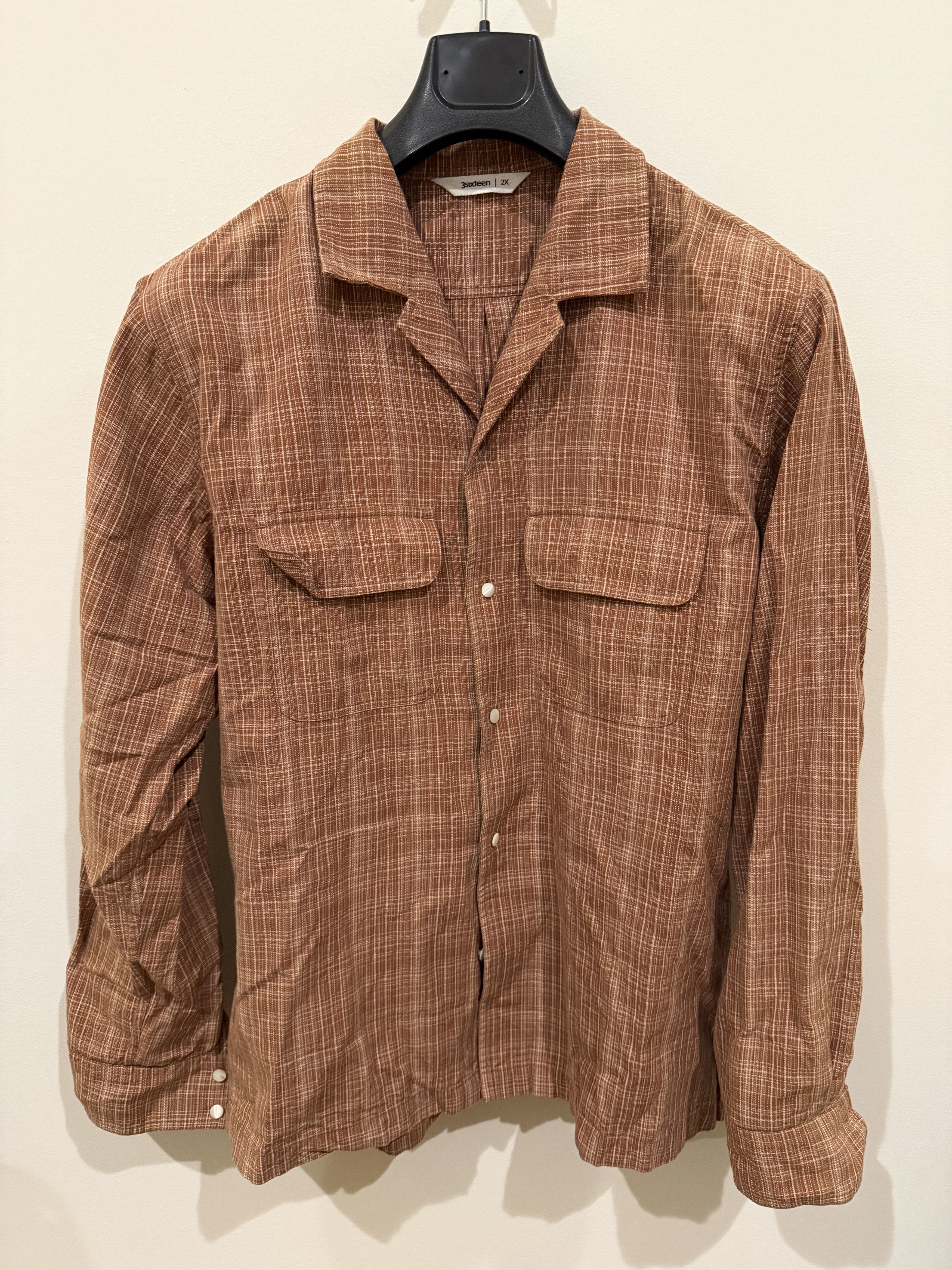 3sixteen Open Collar Shirt Amber Plaid Size US XXL / EU 58 / 5 - 1 Thumbnail