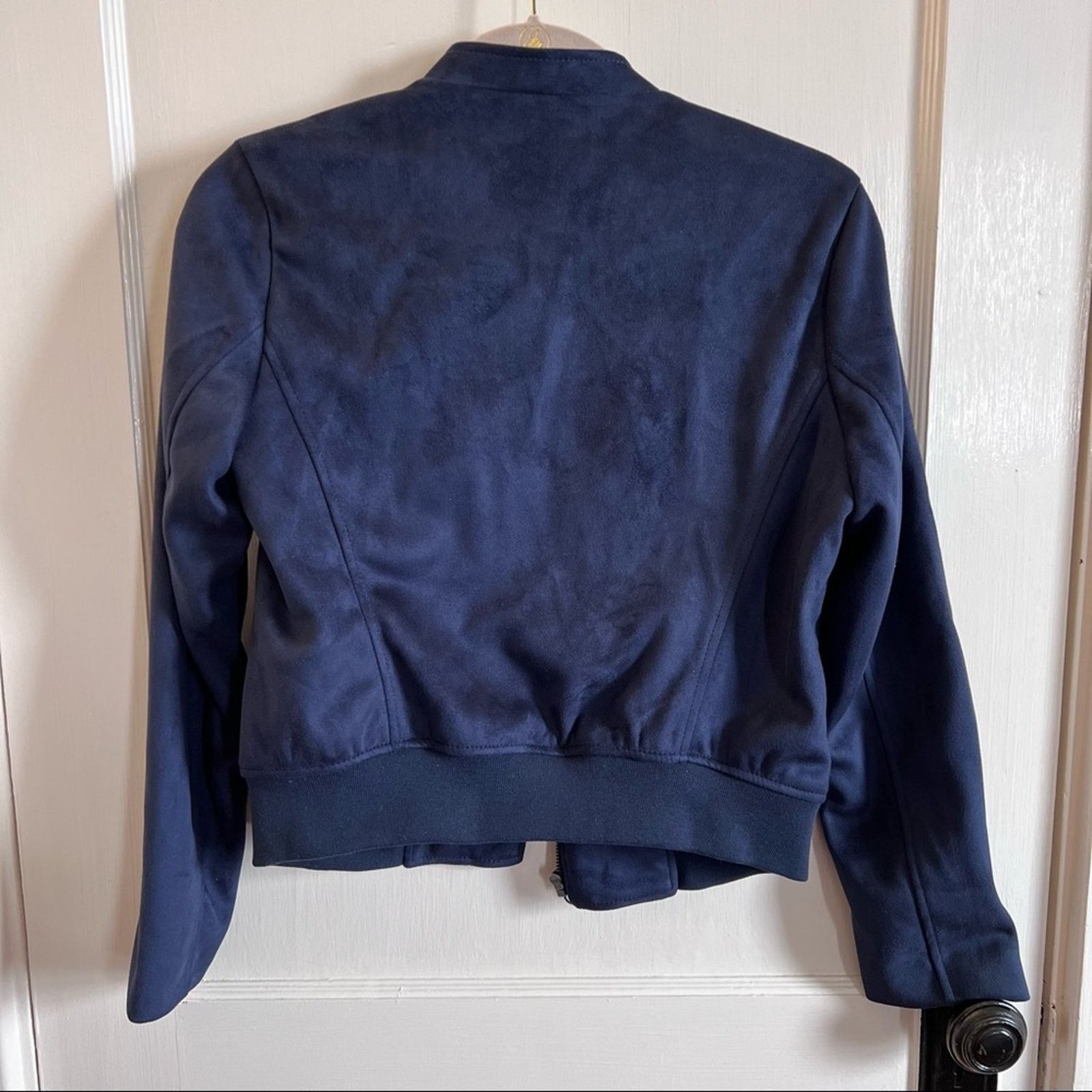 Banana Republic Banana Republic Petite Blue Faux Suede Moto Jacket Size S / US 4 / IT 40 - 4 Thumbnail