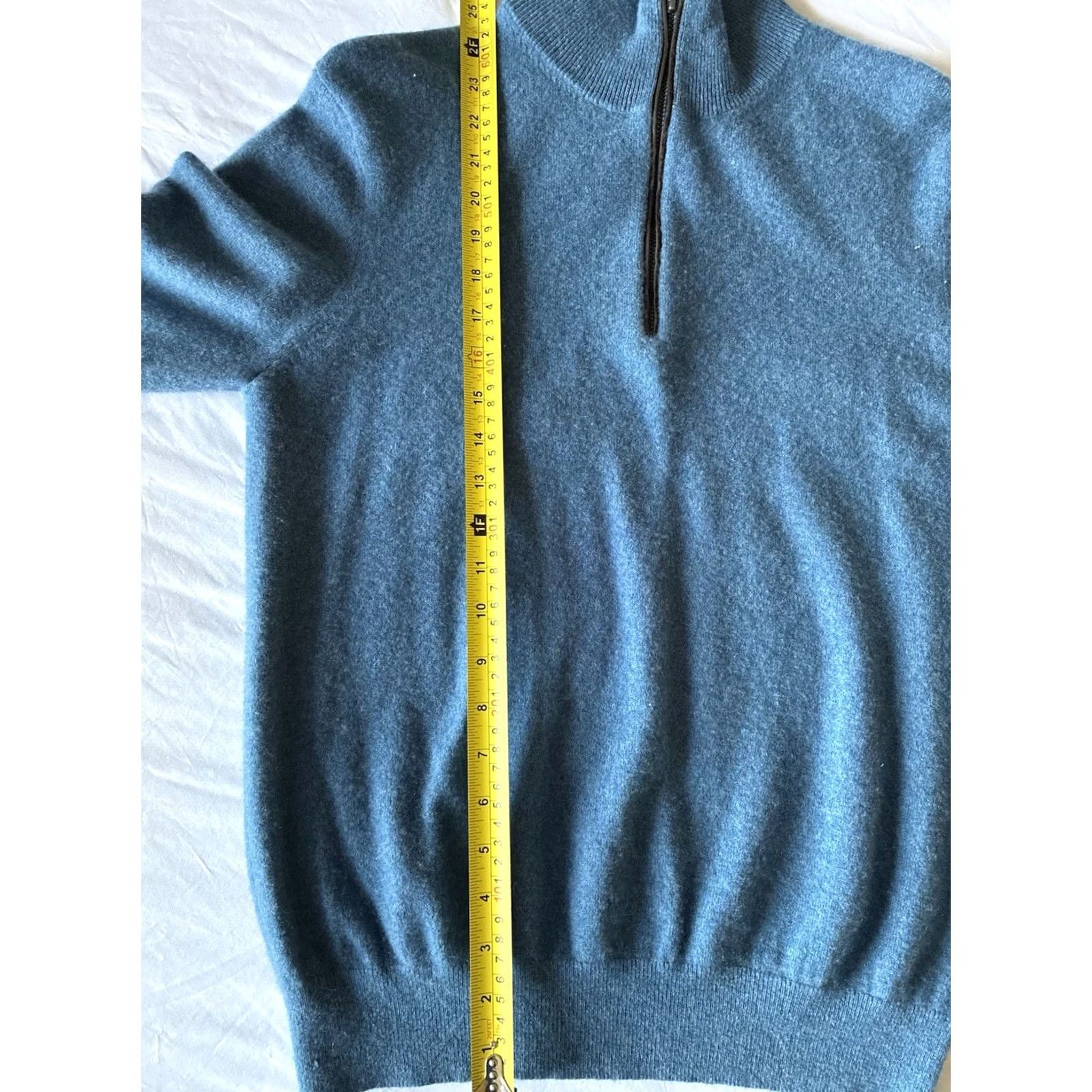 Neiman Marcus Neiman Marcus Men's 100% Cashmere 1/4-Zip Sweater Blue Large Long Sleeve Size US L / EU 52-54 / 3 - 6 Thumbnail