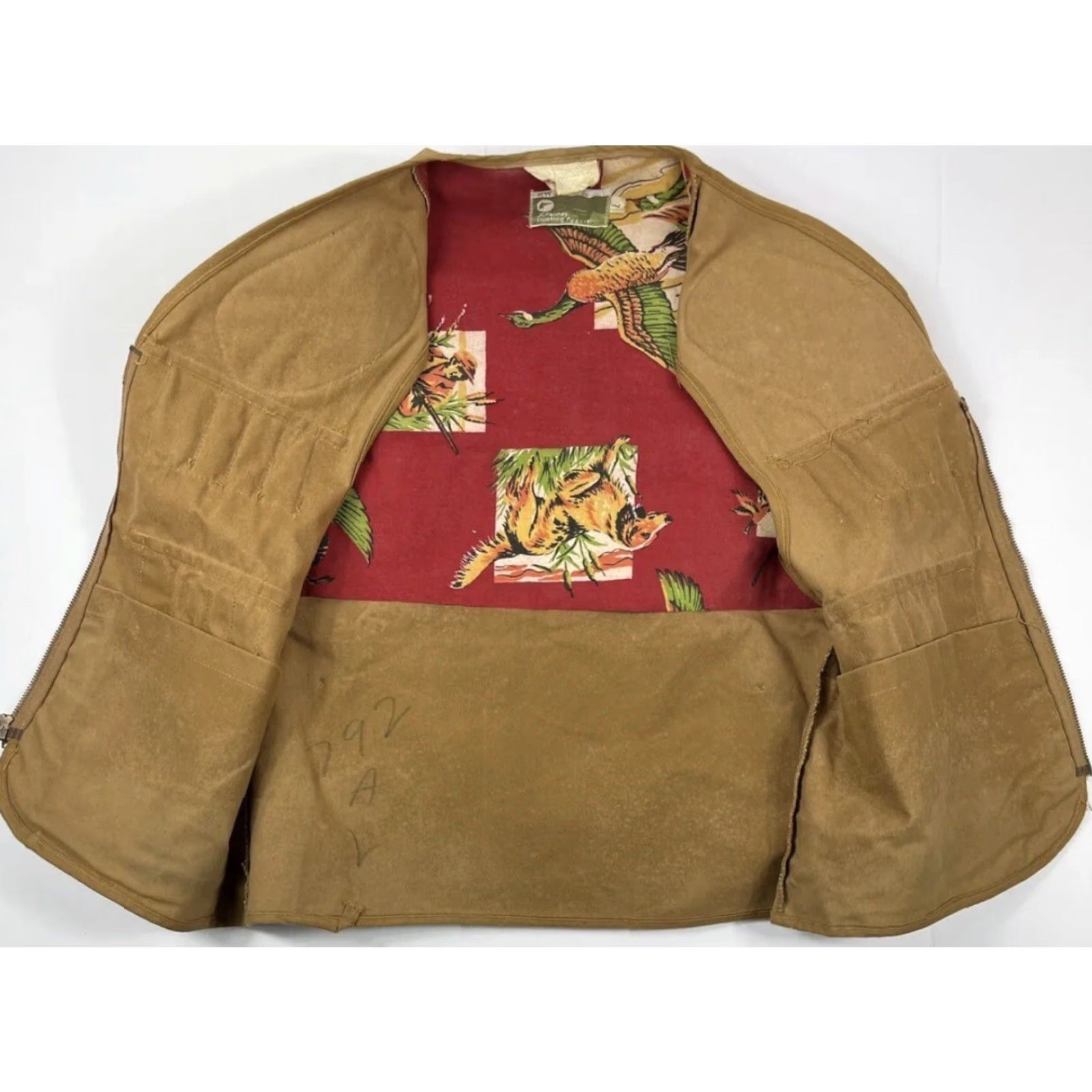 JCPenney VINTAGE JC Penney Vest L Brown Canvas Hunting Casual Made in USA 80s Mens Size US L / EU 52-54 / 3 - 4 Thumbnail