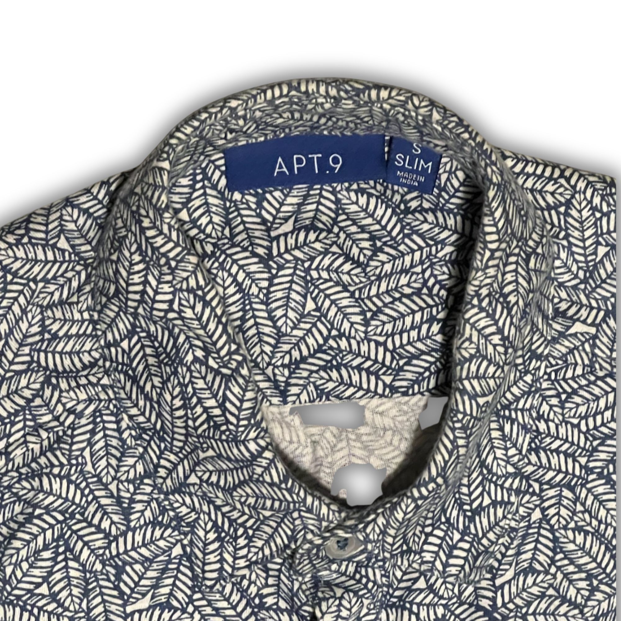 Apt. 9 Apt. 9 Slim Fit Button-Up Shirt Blue Leaf Print Short Sleeve Size US S / EU 44-46 / 1 - 4 Thumbnail