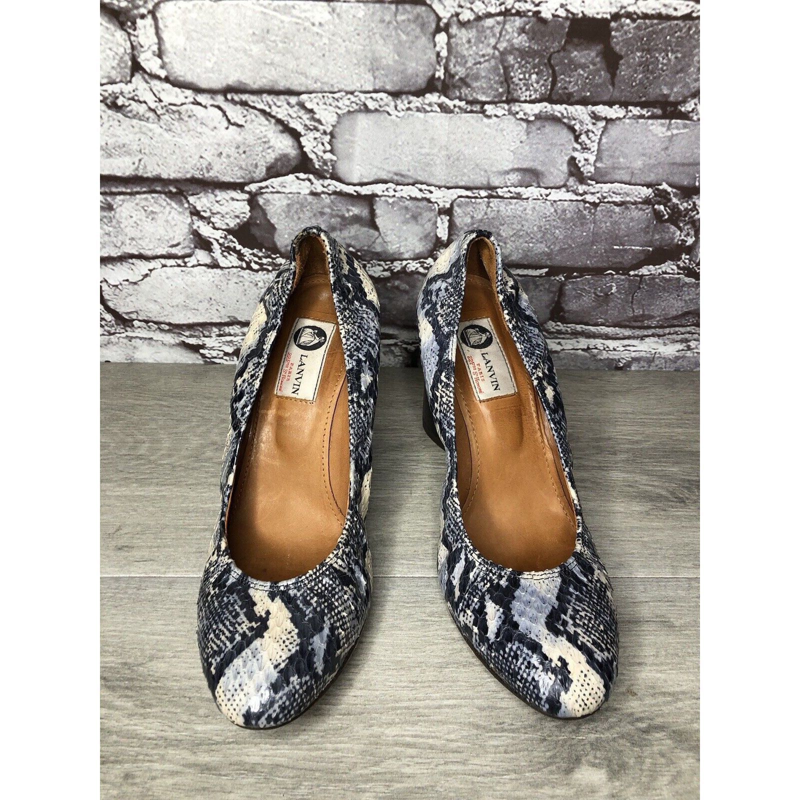 Lanvin LANVIN Ivory Blue Snake Print Leather Ballerina Pumps Wedges Size US 9.5 / IT 39.5 - 16 Thumbnail