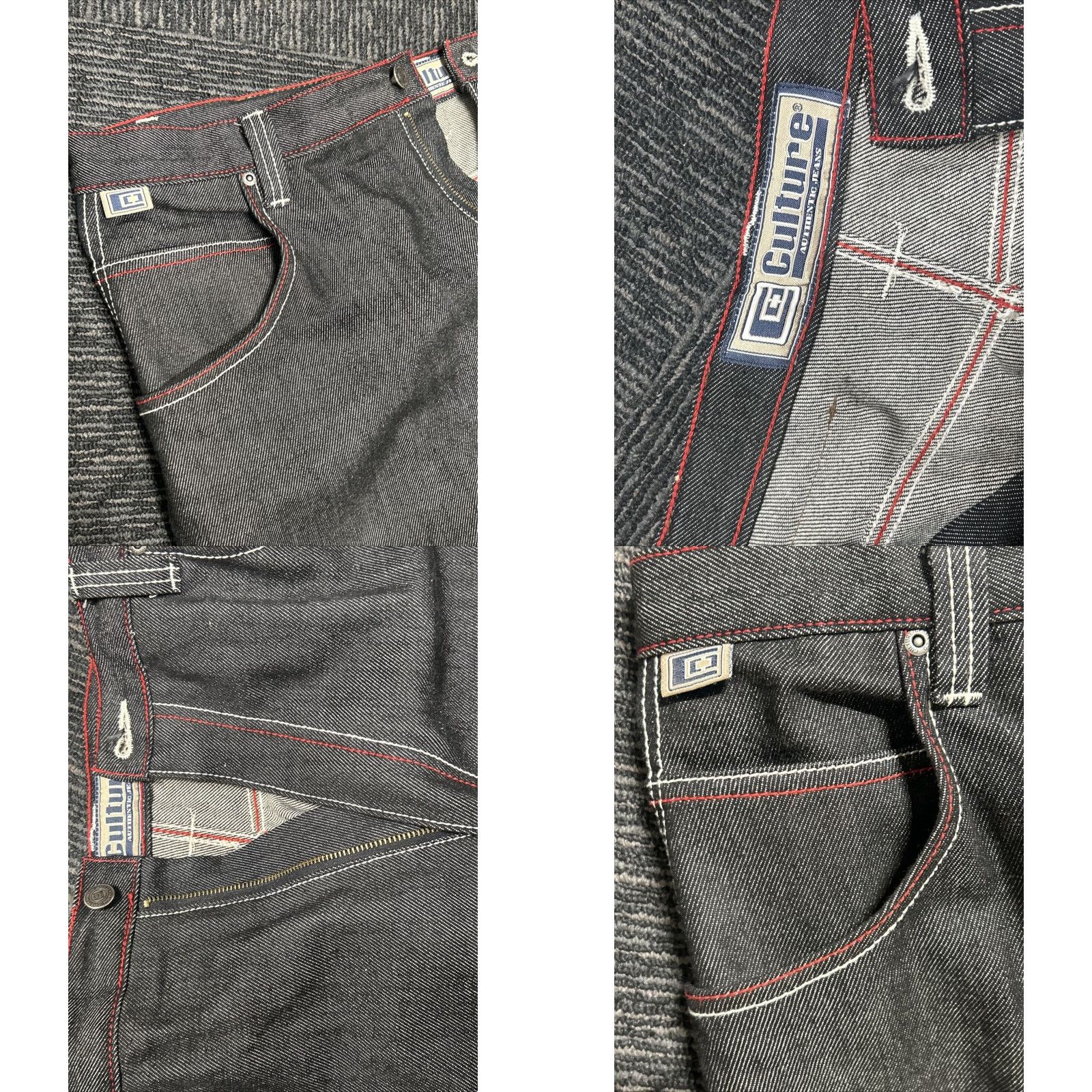 Denime VINTAGE Structure Jeans Men 36x34 Black Hip Hop Denim Wide-Leg Inseam 34 Carpenter Size US 36 / EU 52 - 8 Thumbnail