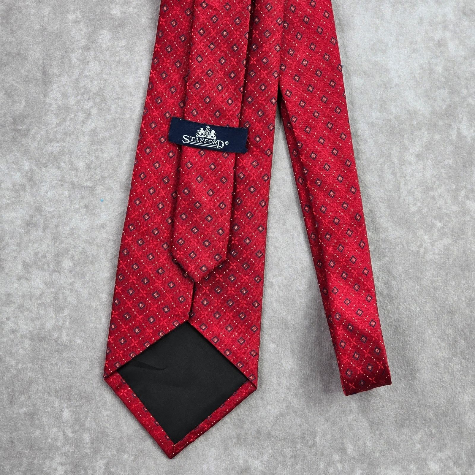 Stafford Stafford Red Stripe Floral 100% Silk Men's Neck Tie NWOT Size 30 - 3 Thumbnail