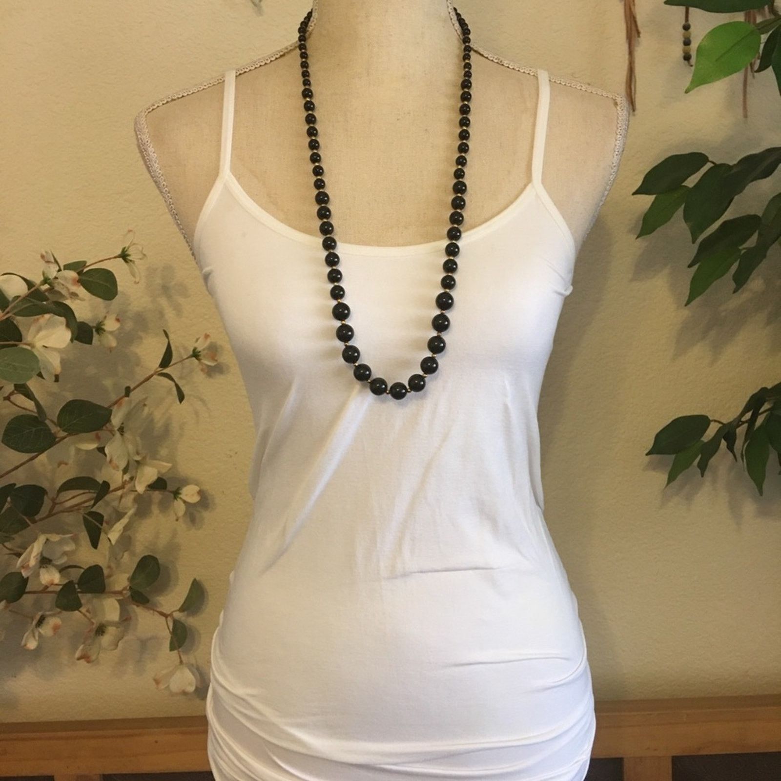 Vintage Vintage 80s-90s black graduated bead necklace Size ONE SIZE - 3 Thumbnail