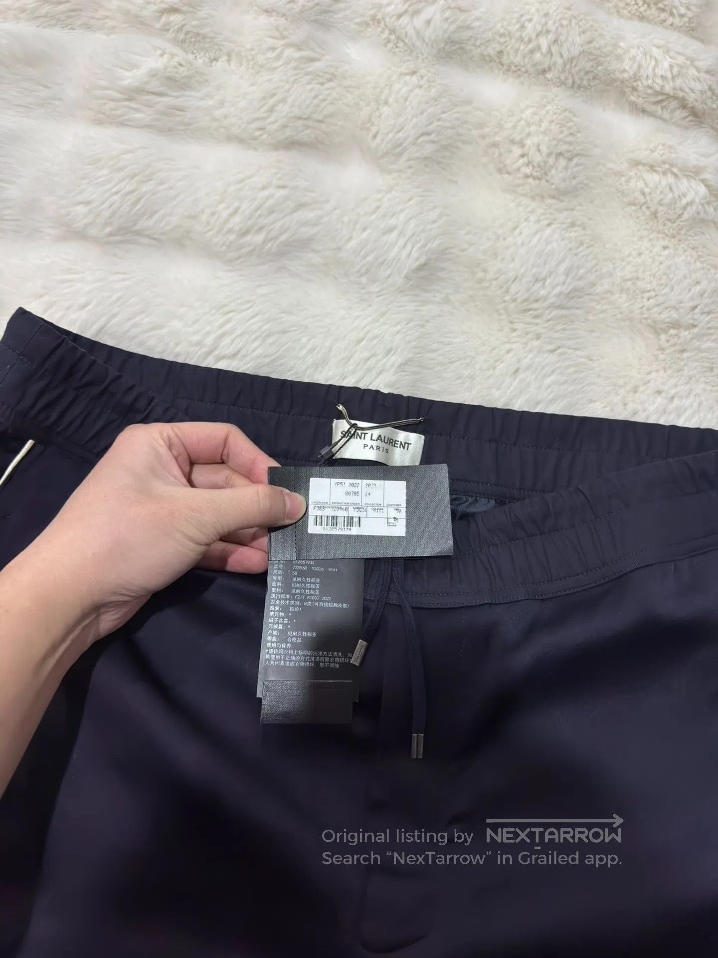 Saint Laurent Paris Saint Laurent Paris Satin Navy Blue Trousers| Size US 34 / EU 50 - 3 Thumbnail