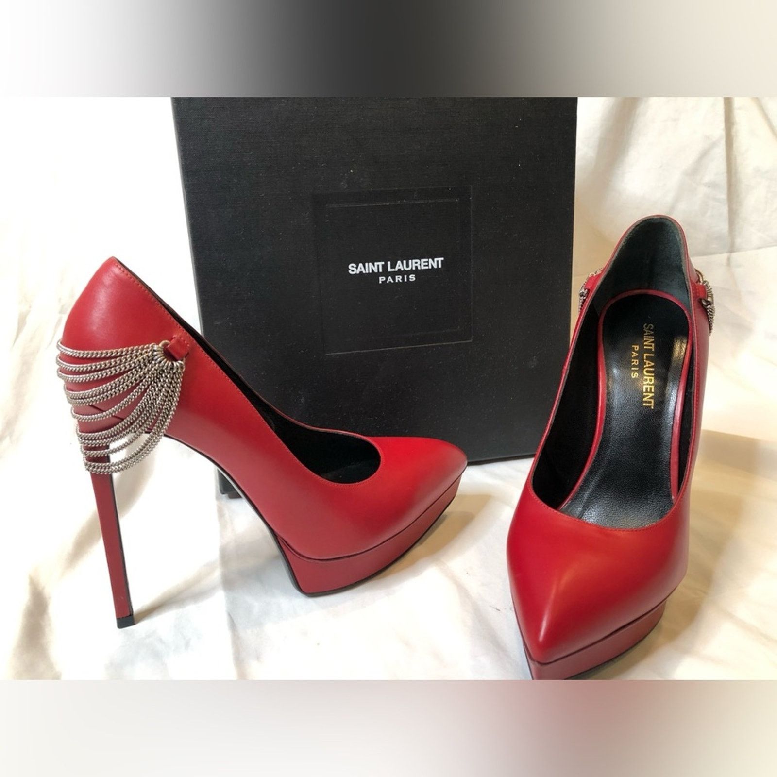Yves Saint Laurent Yves Saint Laurent Women’s Janis Heel--Red—Size 38.5 Size US 8 / IT 38 - 1 Thumbnail
