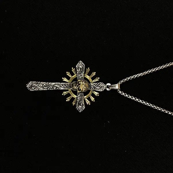 VIBE Skull Cross Necklace Punk Chain Y2K Opium Size ONE SIZE - 1 Thumbnail