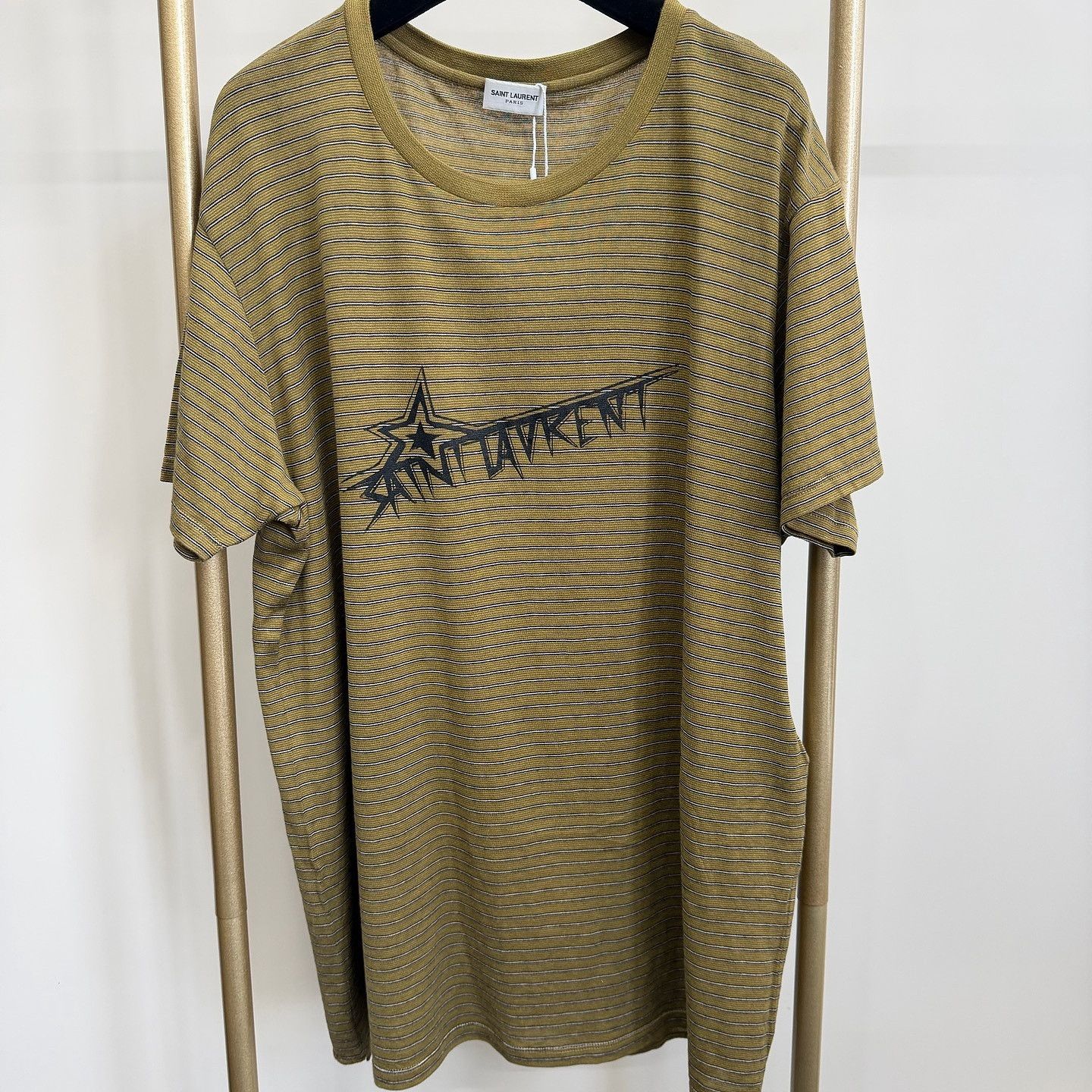 Saint Laurent Paris Saint Laurent Striped Logo T-Shirt Size XL Size US XL / EU 56 / 4 - 1 Thumbnail