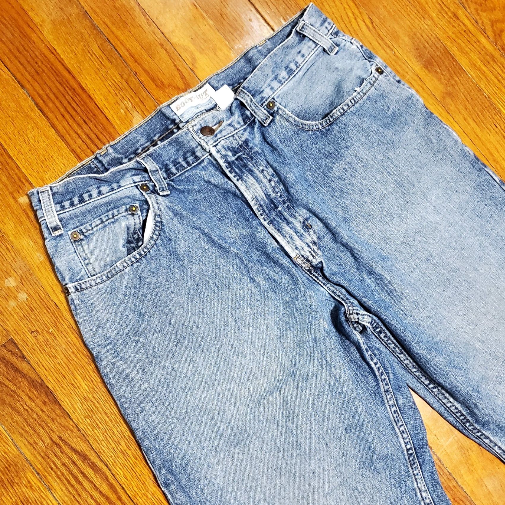 Old Navy VTG Old Navy Jeans Mens 34x30 Bootcut Distressed 90s Grunge Boot Cut 5-Pocket Denim Blue Cotton Regular Old Navy The Authentic Boot-Cut Mens Jeans Size US 34 / EU 50 - 6 Thumbnail