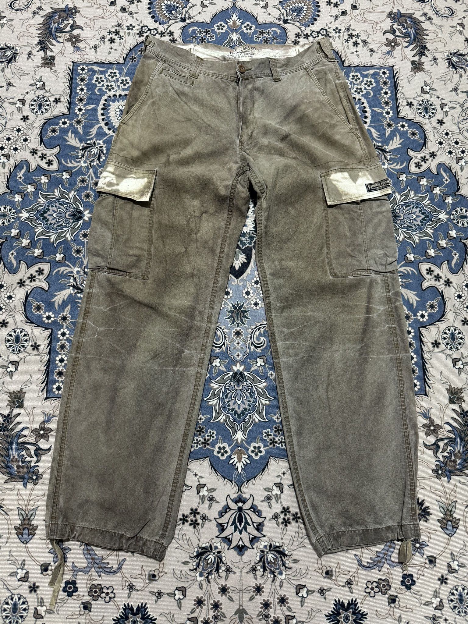 Beauty Beast × Polo Ralph Lauren × RRL Ralph Lauren Polo Ralph Lauren Military US Army Acid Wash Cargo Pants Size US 31 - 1 Thumbnail