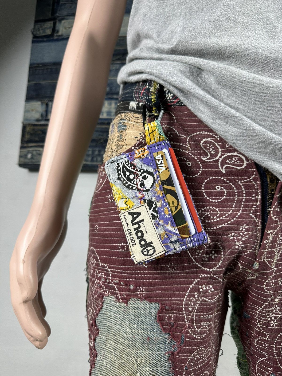 Other Custom Made Distressed Paisley Patchwork Card Holder Size ONE SIZE - 2 Thumbnail