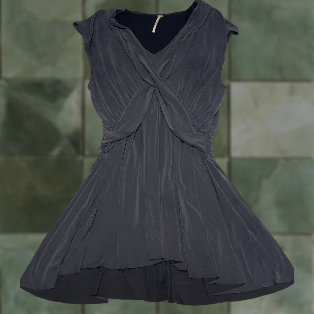 Free People Free People Dress Small Black/Charcoal Boho Hippie Modal Soft Cupro Criss Cross Size S / US 4 / IT 40 - 1 Thumbnail