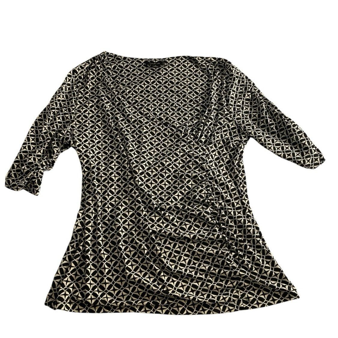 Other Geometric Print Surplice Wrap Top Black White Style & Co XL Size XL / US 12-14 / IT 48-50 - 2 Thumbnail