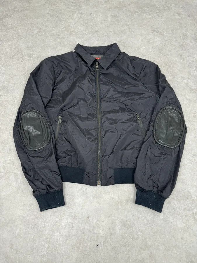 2000s Prada Black Nylon Bomber Jacket