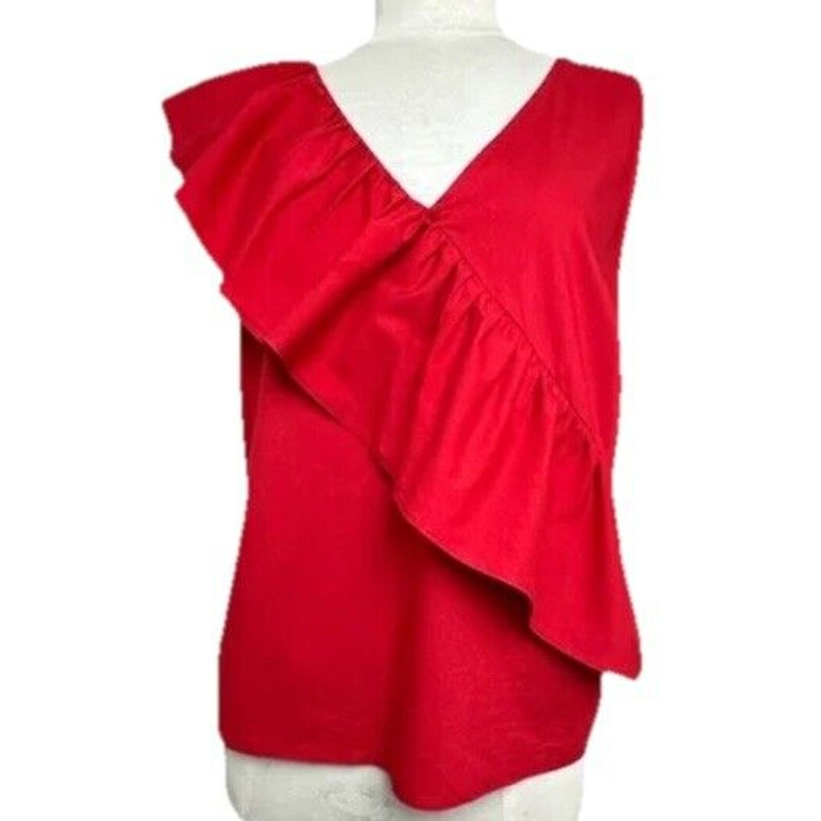 I.N.C I.N.C. One-Shoulder Asymmetrical Ruffled Red Top XL Size XL / US 12-14 / IT 48-50 - 1 Thumbnail