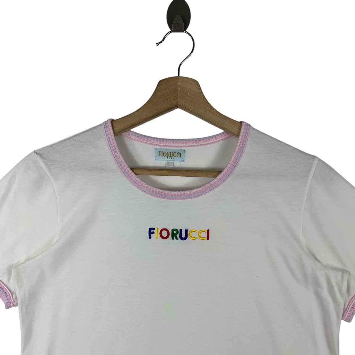 Fiorucci × Vintage Vintage FIORUCCI Centre embroidery multicolour spellout tee Size L / US 10 / IT 46 - 2 Thumbnail