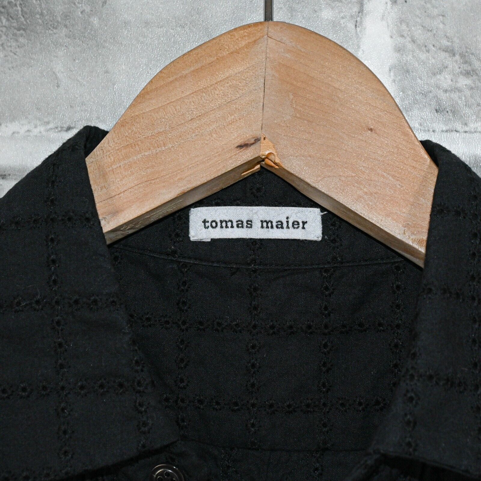Tomas Maier Tomas Maier Eyelet Grid Check Button up Shirt in Black Size XS / US 0-2 / IT 36-38 - 3 Thumbnail
