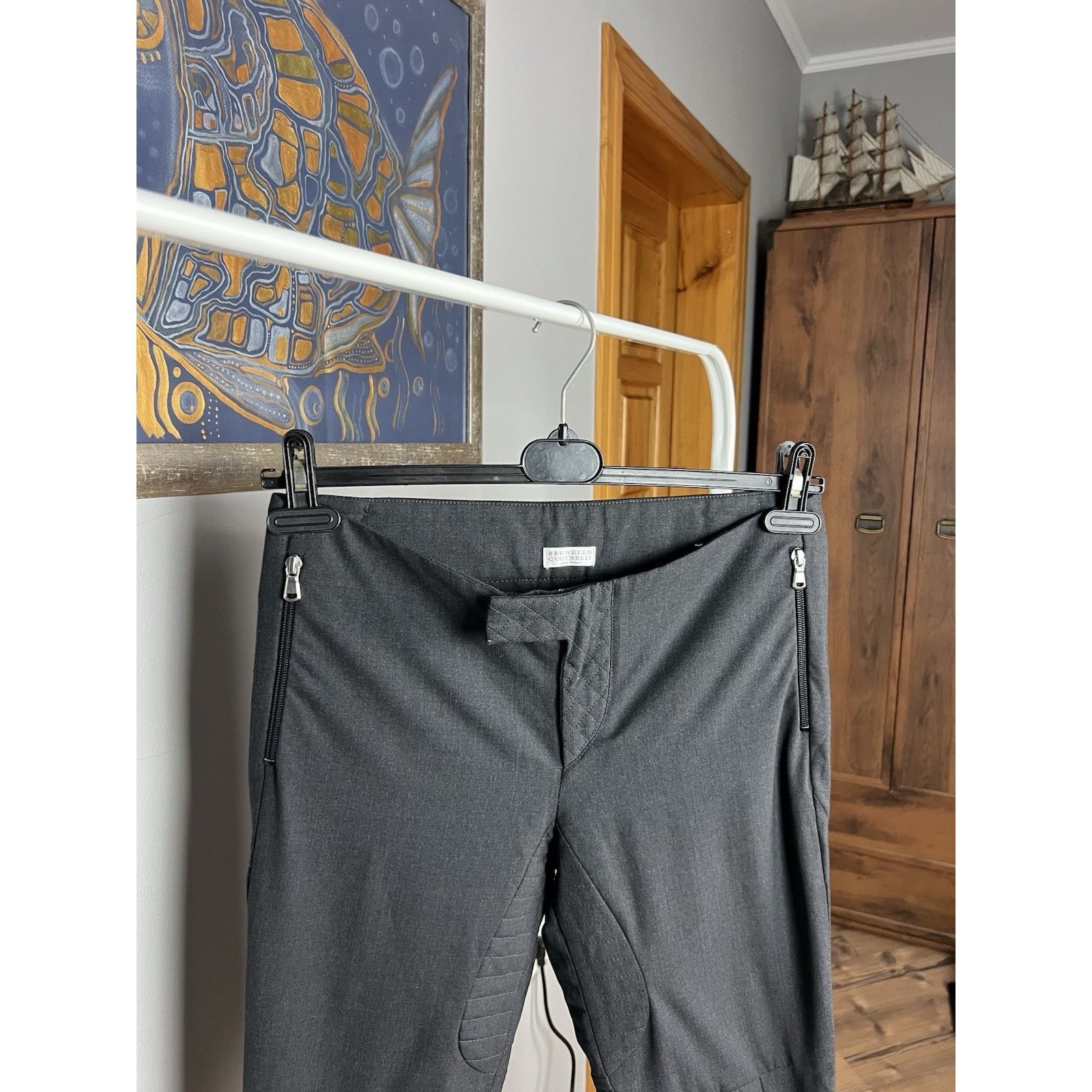 Brunello Cucinelli MINT! Brunello Cucinelli Gray Moto Byker Style Wool Pants Si Size 28" / US 6 / IT 42 - 4 Thumbnail