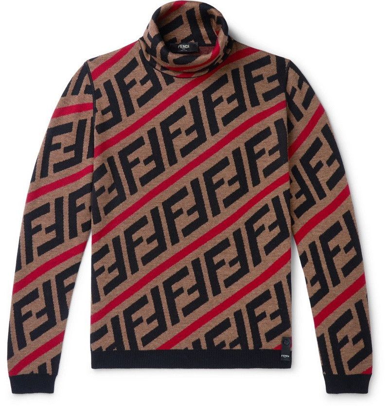 Fendi FENDI BROWN WOOL FOREVER FENDI ALL-OVER TURTLENECK Size US M / EU 48-50 / 2 - 1 Thumbnail