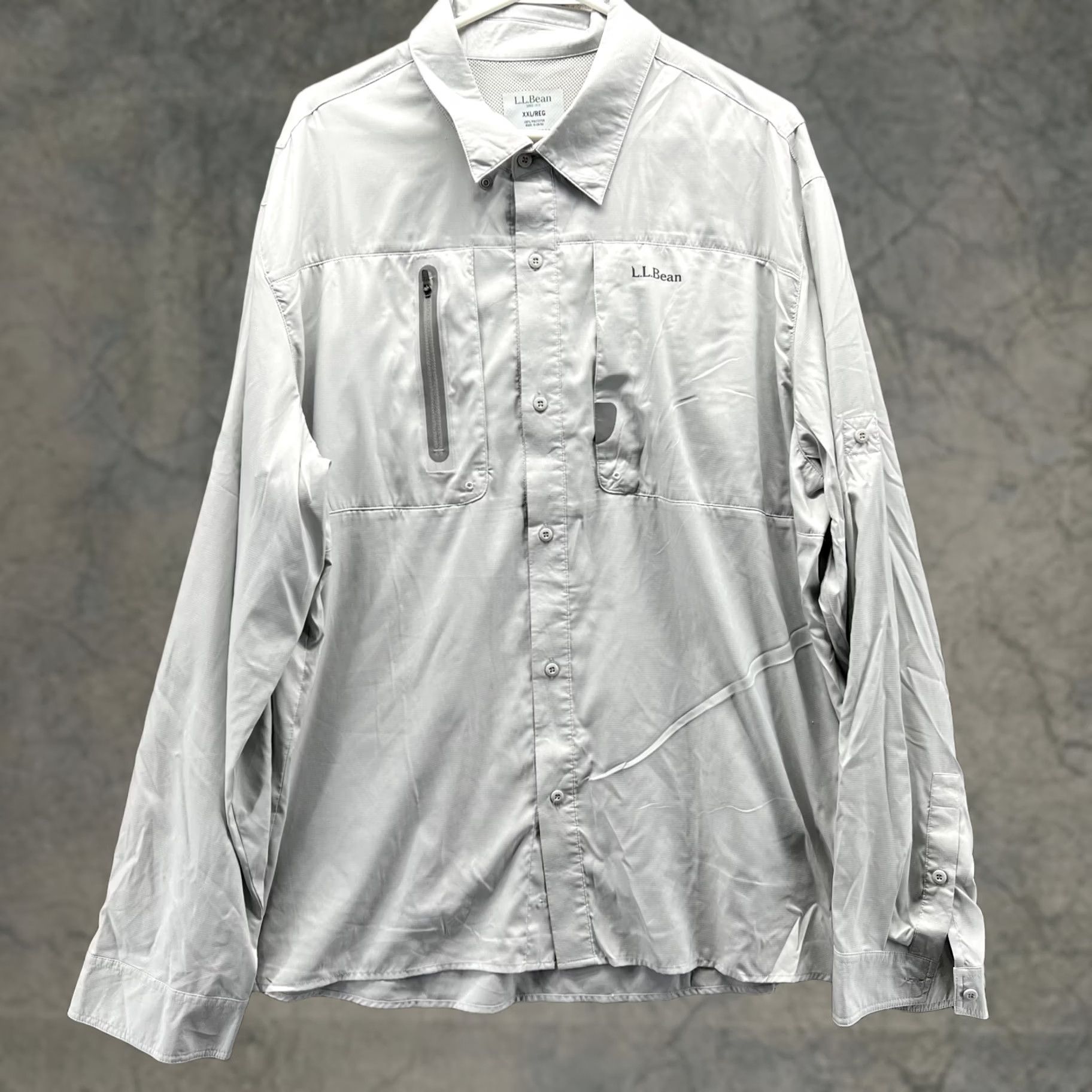 Vintage LL Bean Shirt Men XXL Adult Cream Casual Button Down Camping Polyester Hiking Long Sleeve Size US XXL / EU 58 / 5 - 1 Thumbnail