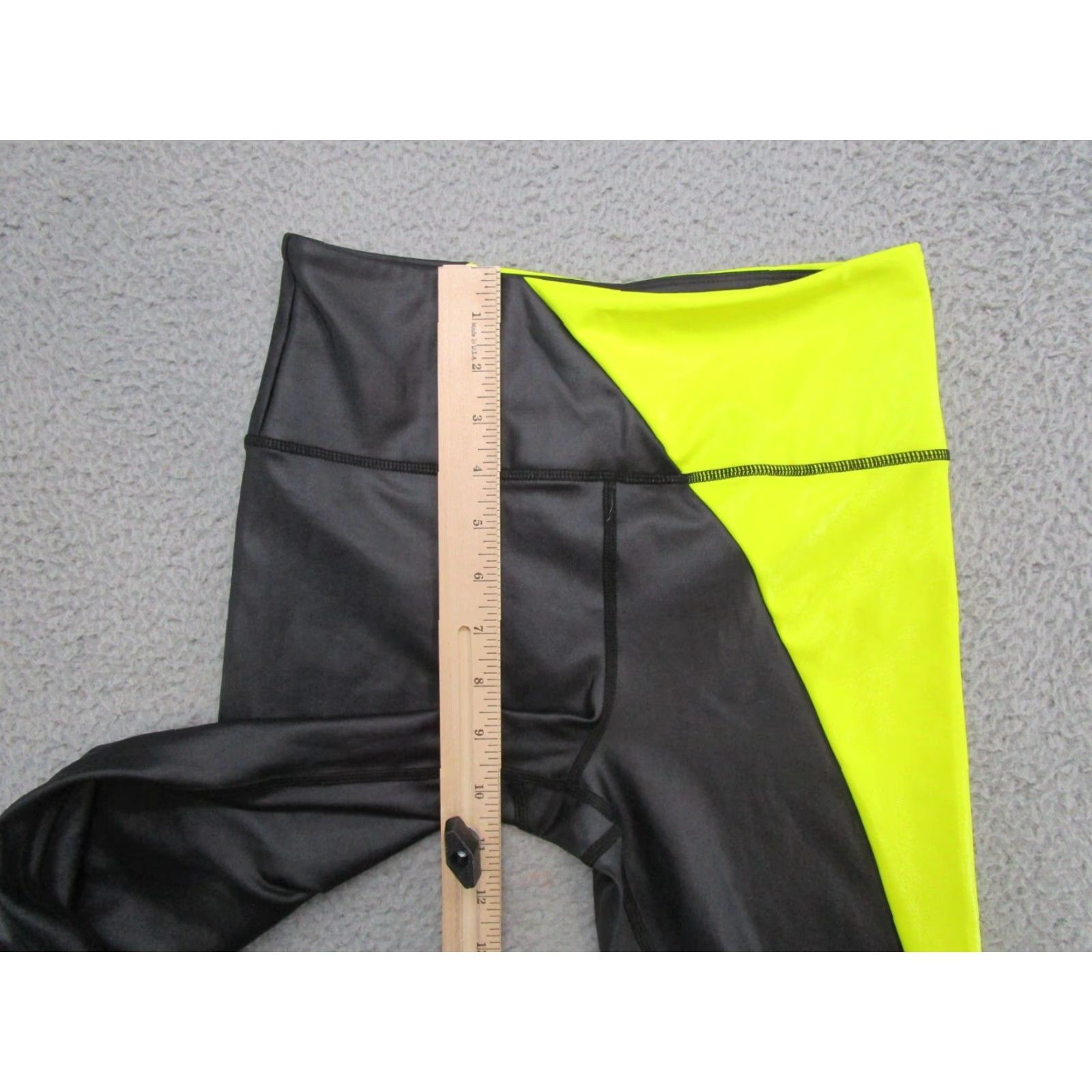 Vintage Zyia Active 2 Tone Neon Yellow Black Stretch Leggings Women's 6-8 Workout Pants Skinny Ankle Gym Run Yoga Activewear Womens Neckline? Size 28" / US 6 / IT 42 - 5 Thumbnail