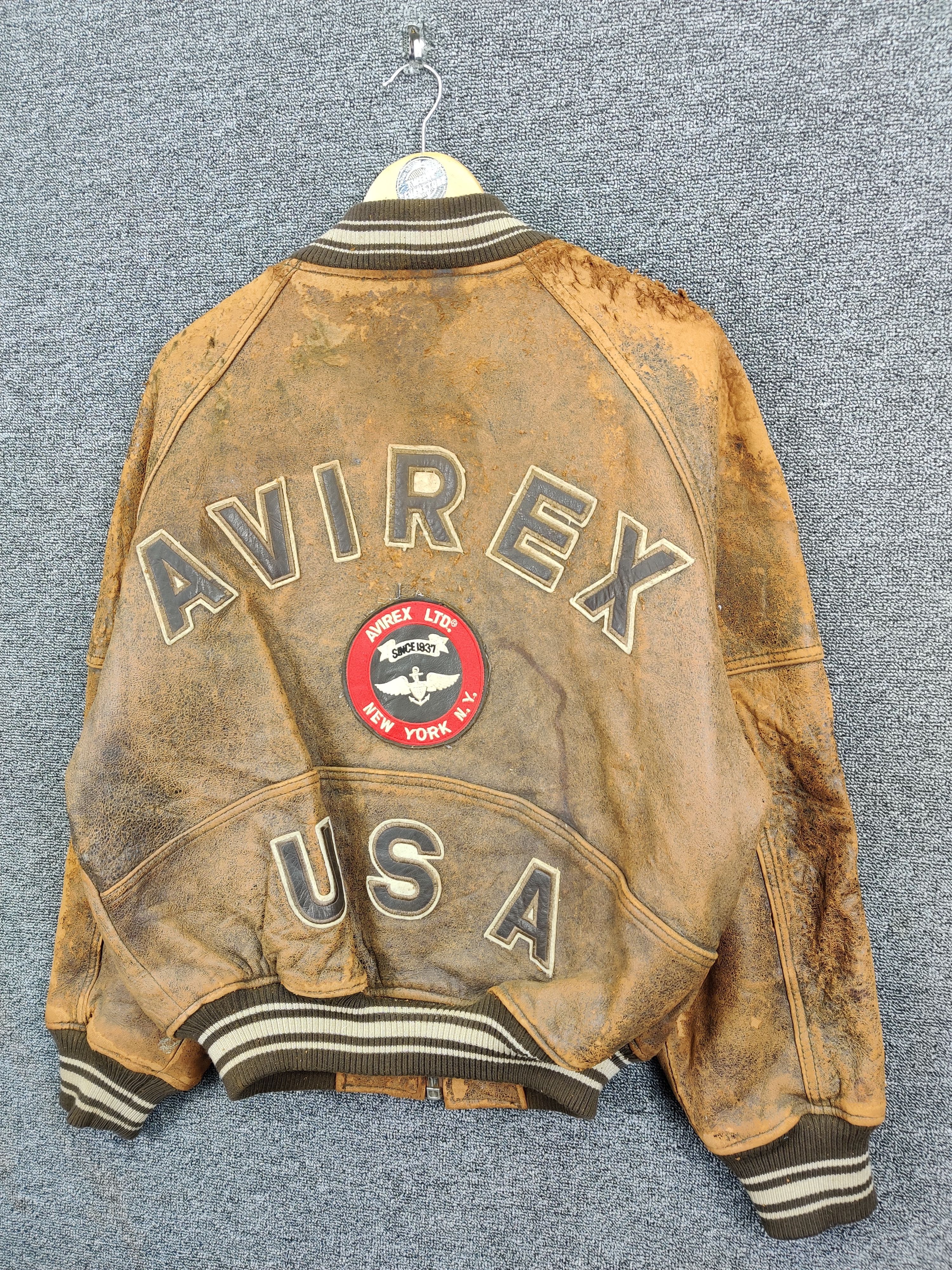 Avirex Thrashed Vintage 90s Avirex USA Varsity Leather Jacket Size US XS / EU 42 / 0 - 2 Thumbnail