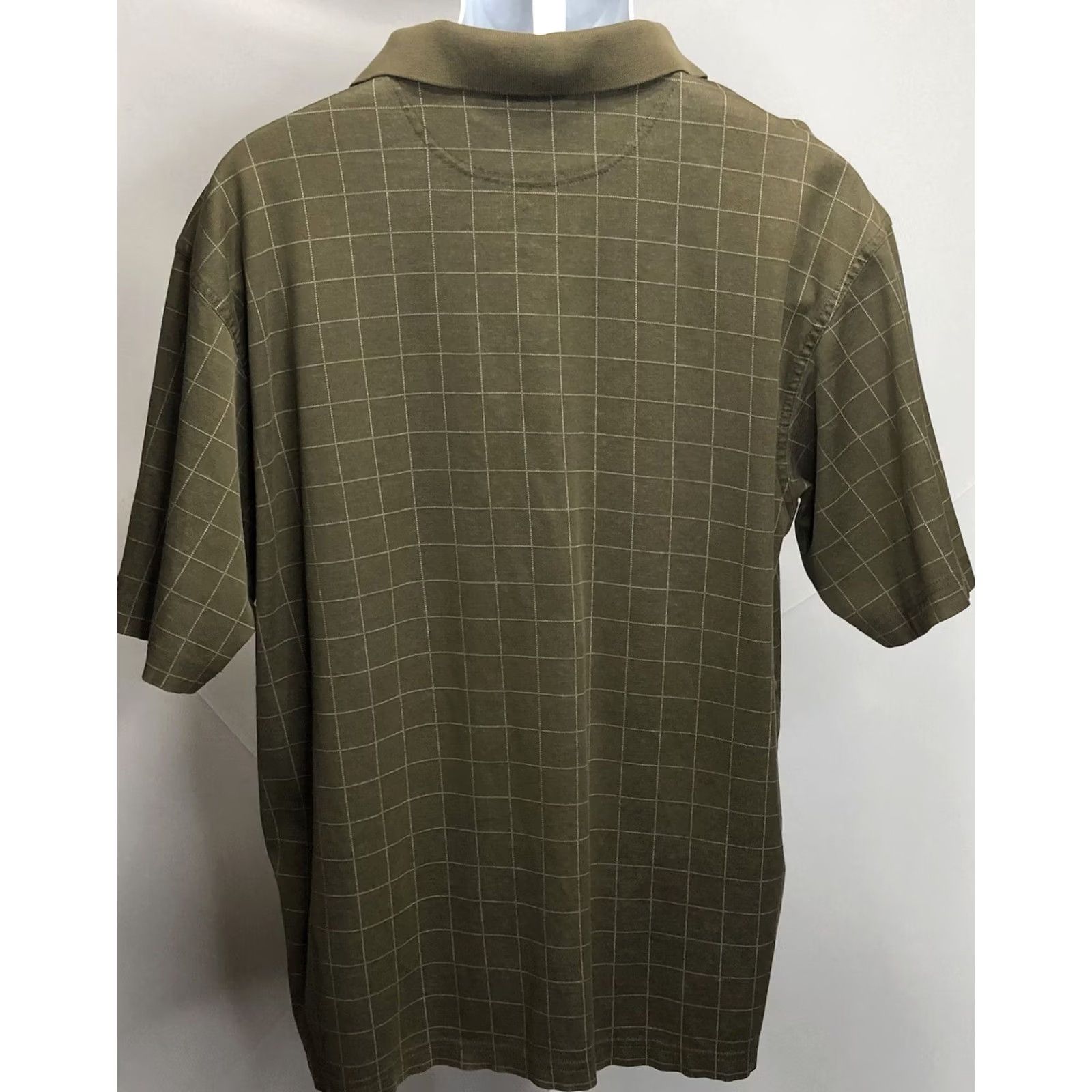 Vintage Walter Hagen Polo Shirt L Olive Green Check 3 Button Collar Short Sleeve Mens Size US L / EU 52-54 / 3 - 3 Thumbnail