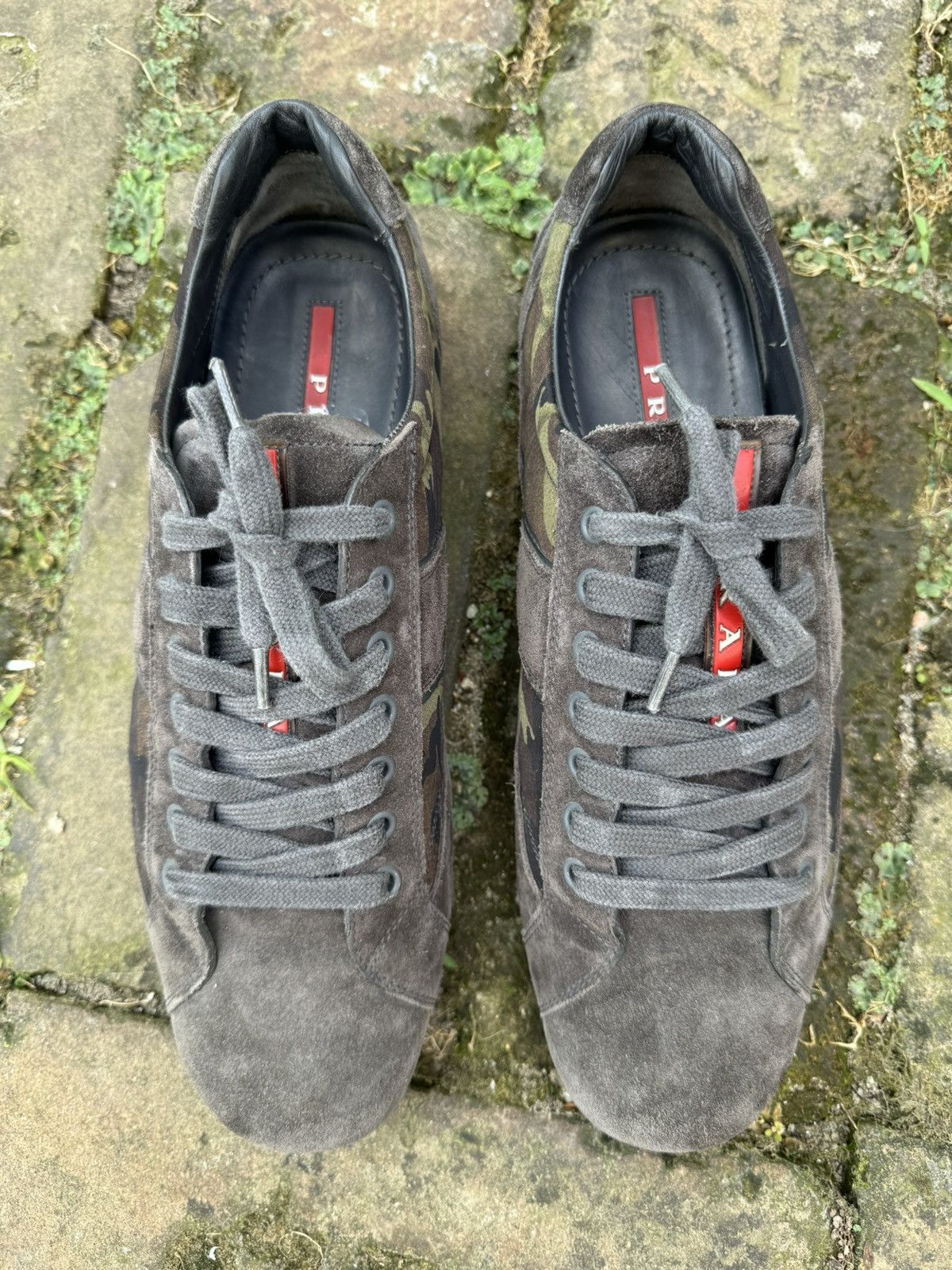 Prada Authentic 💫Prada💫 (4E2854) Trainers Grey Camouflage suede… Size US 8.5 / EU 41-42 - 3 Thumbnail