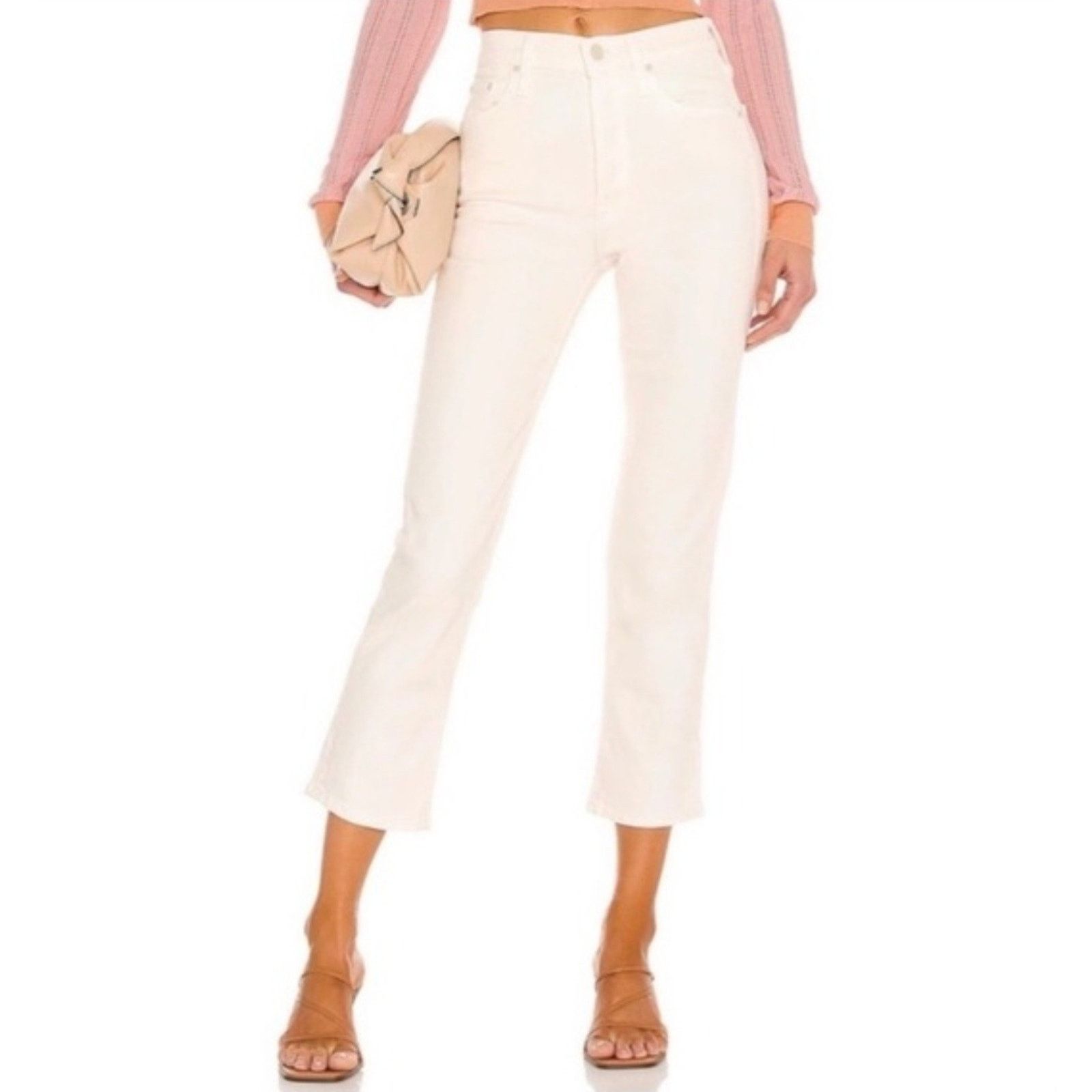 MOTHER Mother The Tomcat Ankle Jeans In Cream Puffs 25 Size 23" - 3 Thumbnail