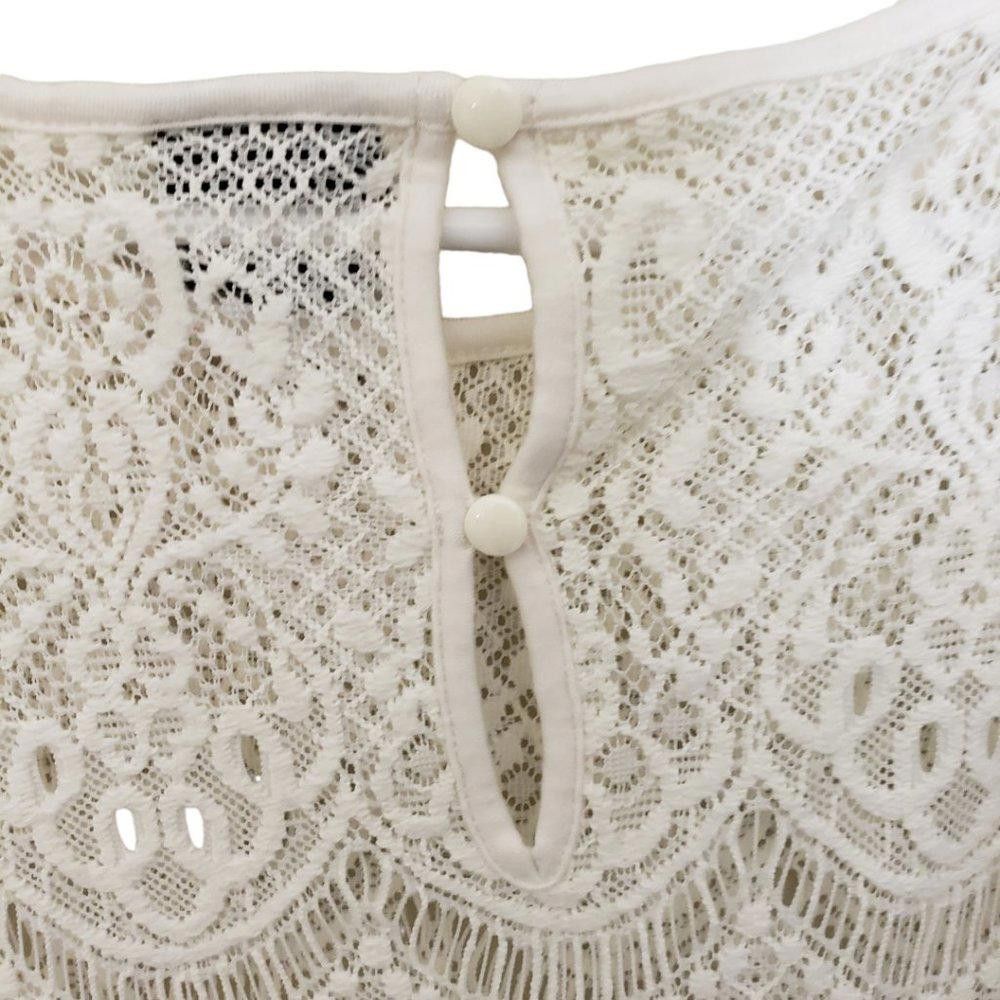 Worthington CT1455 Ladies Worthington Cream Lace Blouse M Size M / US 6-8 / IT 42-44 - 5 Thumbnail