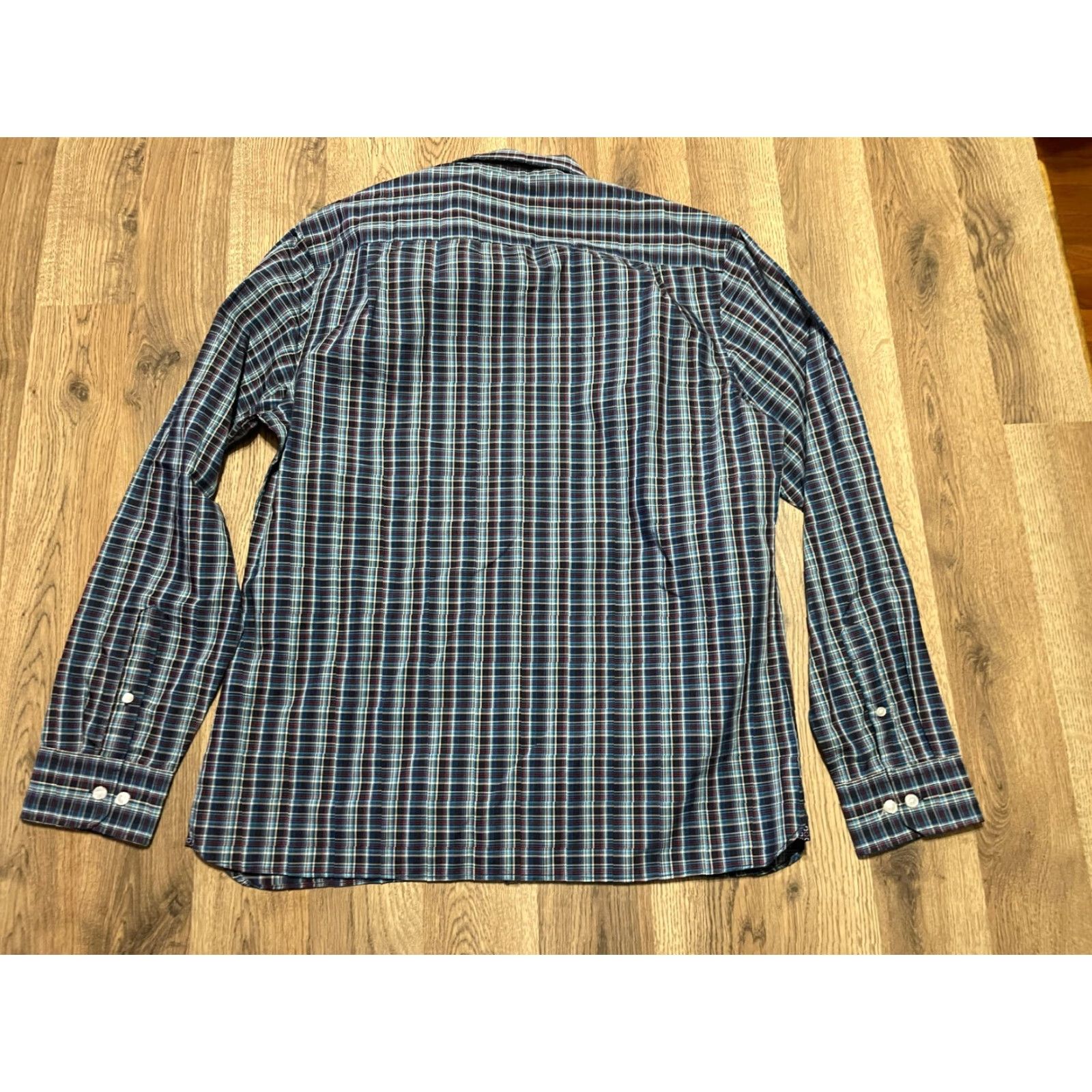 Van Heusen Van Heusen Shirt Men L Blue Plaid Button Up Vintage No Size US L / EU 52-54 / 3 - 2 Thumbnail