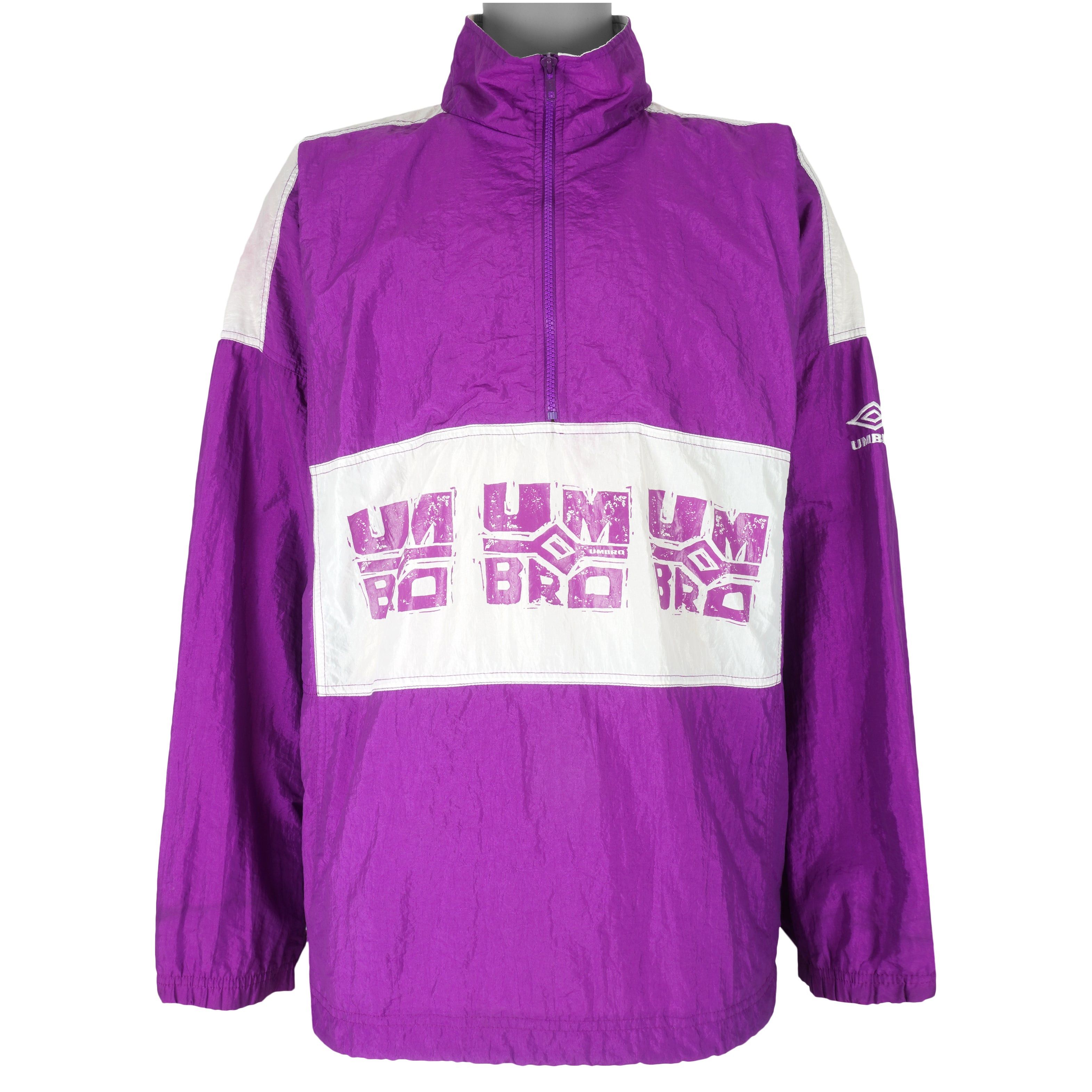 Umbro Purple & White 1/4 Zip Pullover Windbreaker 1990s Size US XL / EU 56 / 4 - 2 Thumbnail