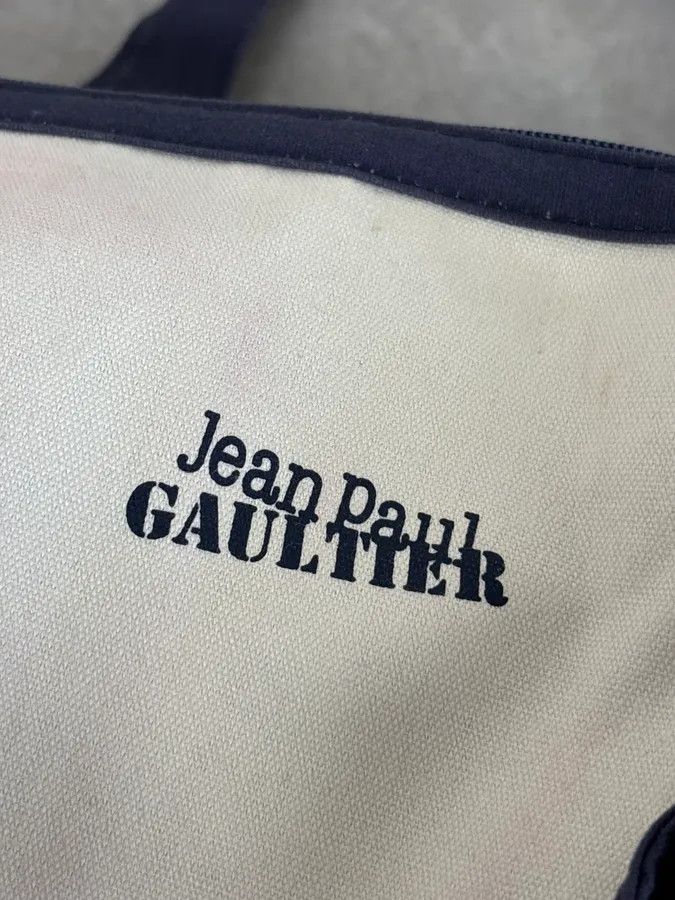 Jean Paul Gaultier Jean Paul Gaultier White & Navy Canvas Striped Handle Bag Size ONE SIZE - 11 Thumbnail