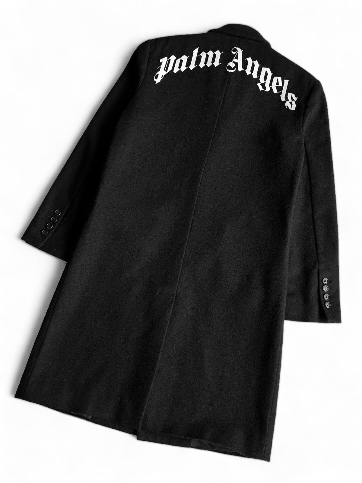 Palm Angels Palm Angels Classic Black Wool Logo Coat (S) Size US S / EU 44-46 / 1 - 7 Thumbnail