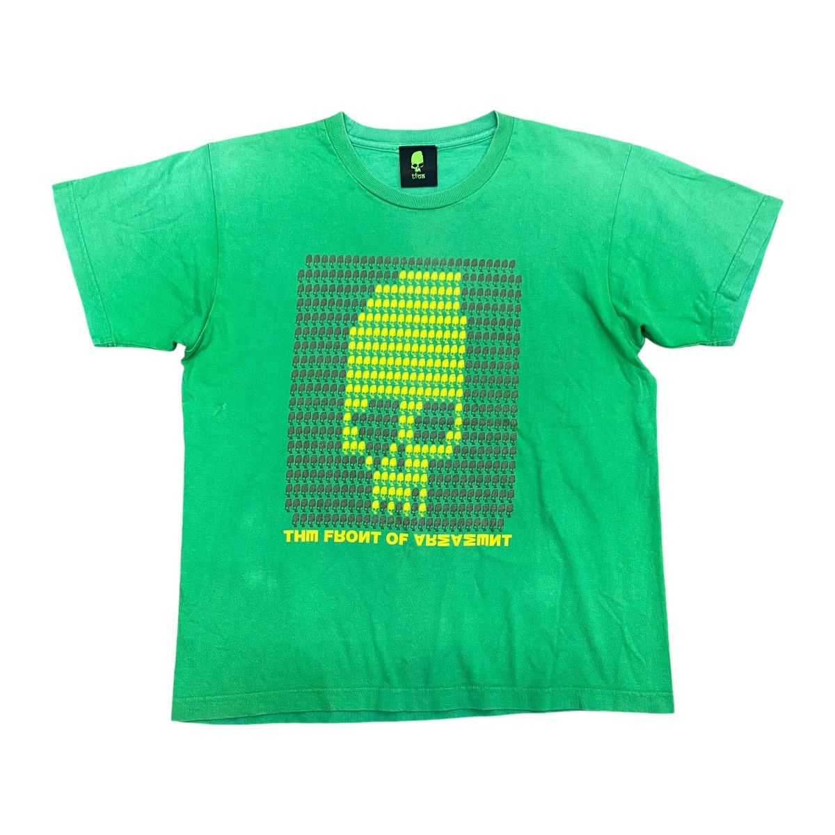 Japanese Brand TFOA Vintage Style Pixel Skull Graphic Tee Neon Green Size US M / EU 48-50 / 2 - 1 Thumbnail