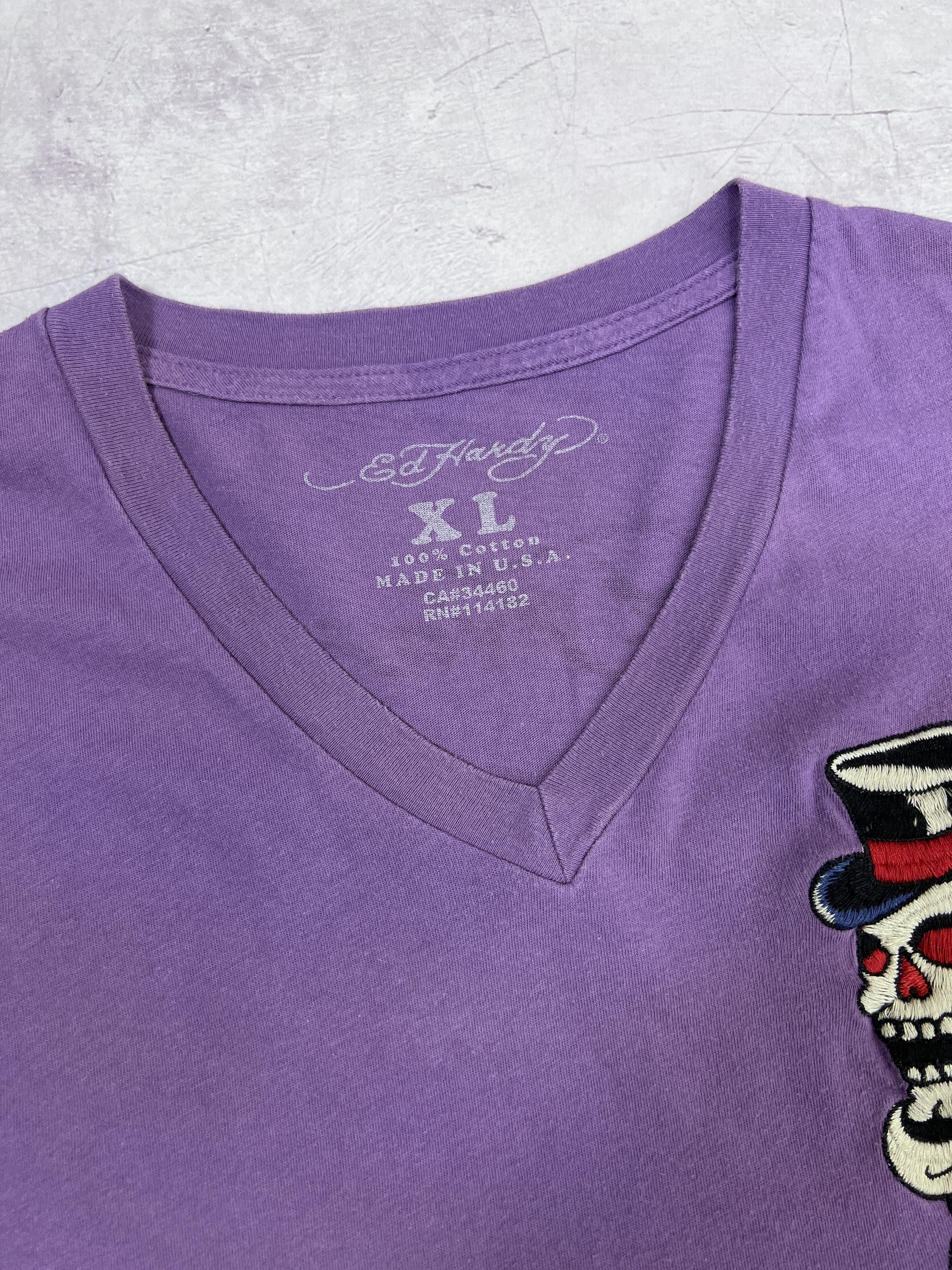 Christian Audigier × Ed Hardy Ed Hardy T-Shirt Skull Chest Logo V-Neck Size US M / EU 48-50 / 2 - 4 Thumbnail