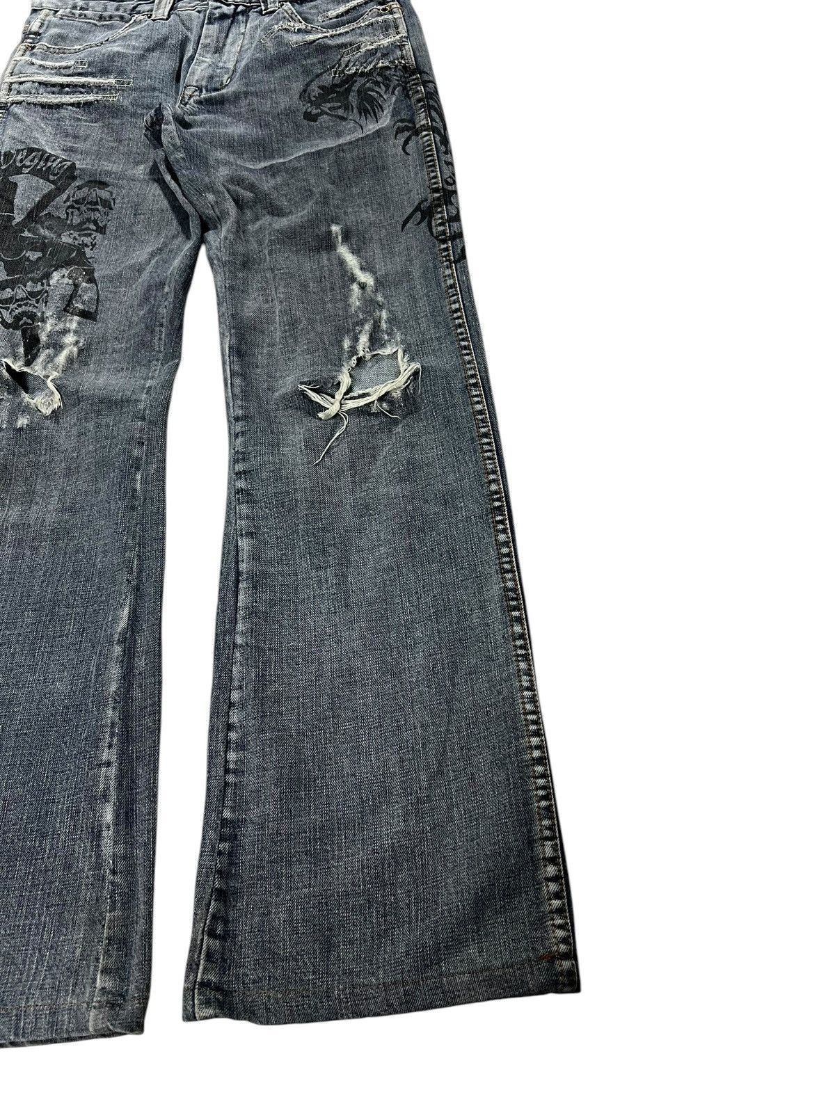 14th Addiction 💥Flare💥Semantic Design Printed Distress Punk Jeans Size US 30 / EU 46 - 4 Thumbnail