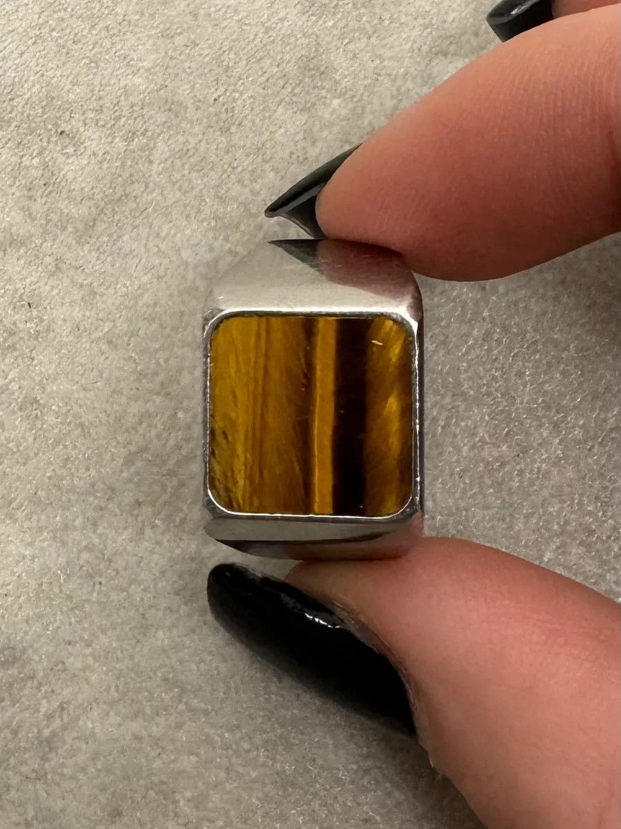 Dolce & Gabbana 2000s Dolce & Gabbana Grey Marble Effect Steel Signet Ring Size ONE SIZE - 3 Thumbnail