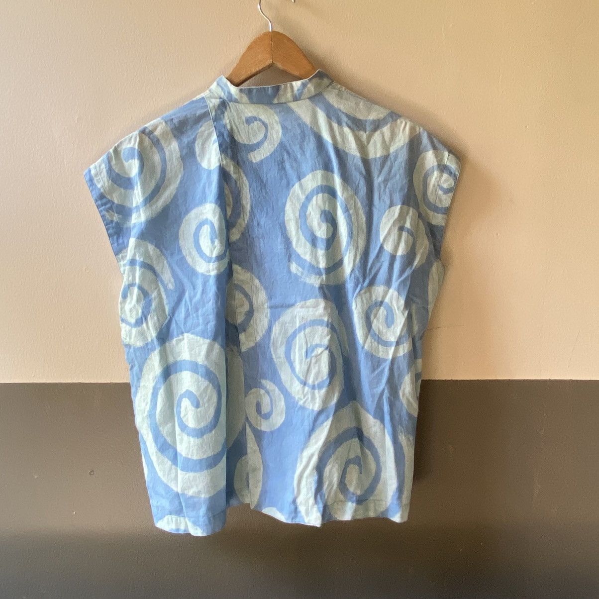 Issey Miyake I.S. Issey Miyake Blue Mandarin Collar Blouse Size XL / US 12-14 / IT 48-50 - 2 Thumbnail