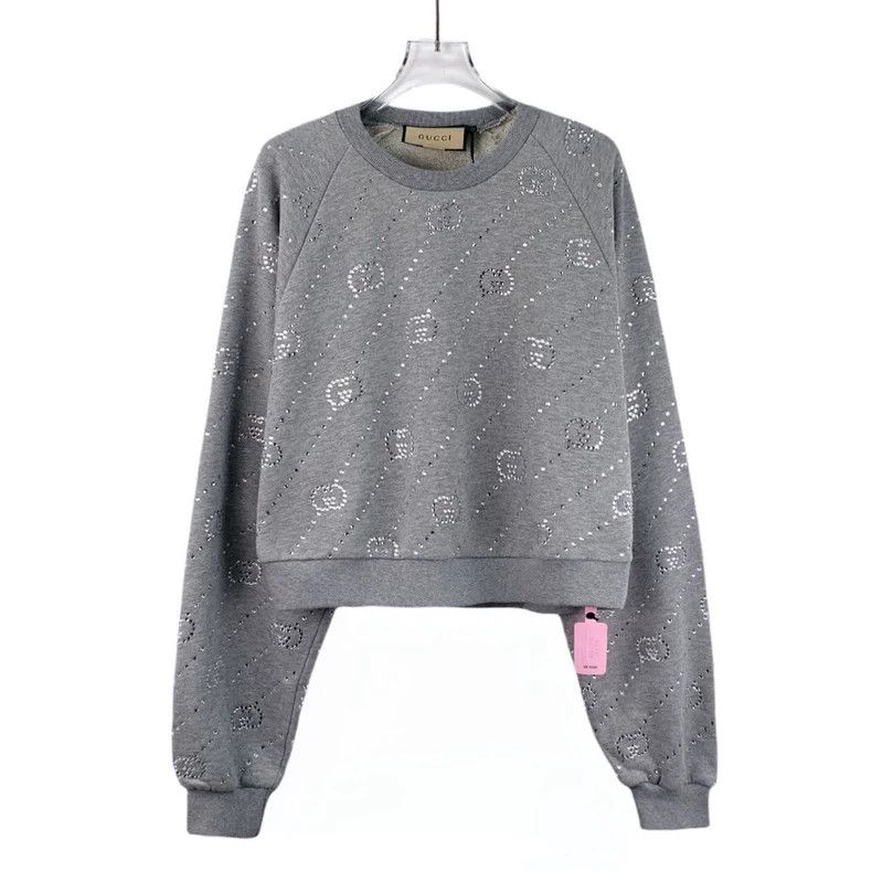 Gucci Gucci Gray rhinestone cotton round-neck long-sleeved sweats Size M / US 6-8 / IT 42-44 - 1 Thumbnail