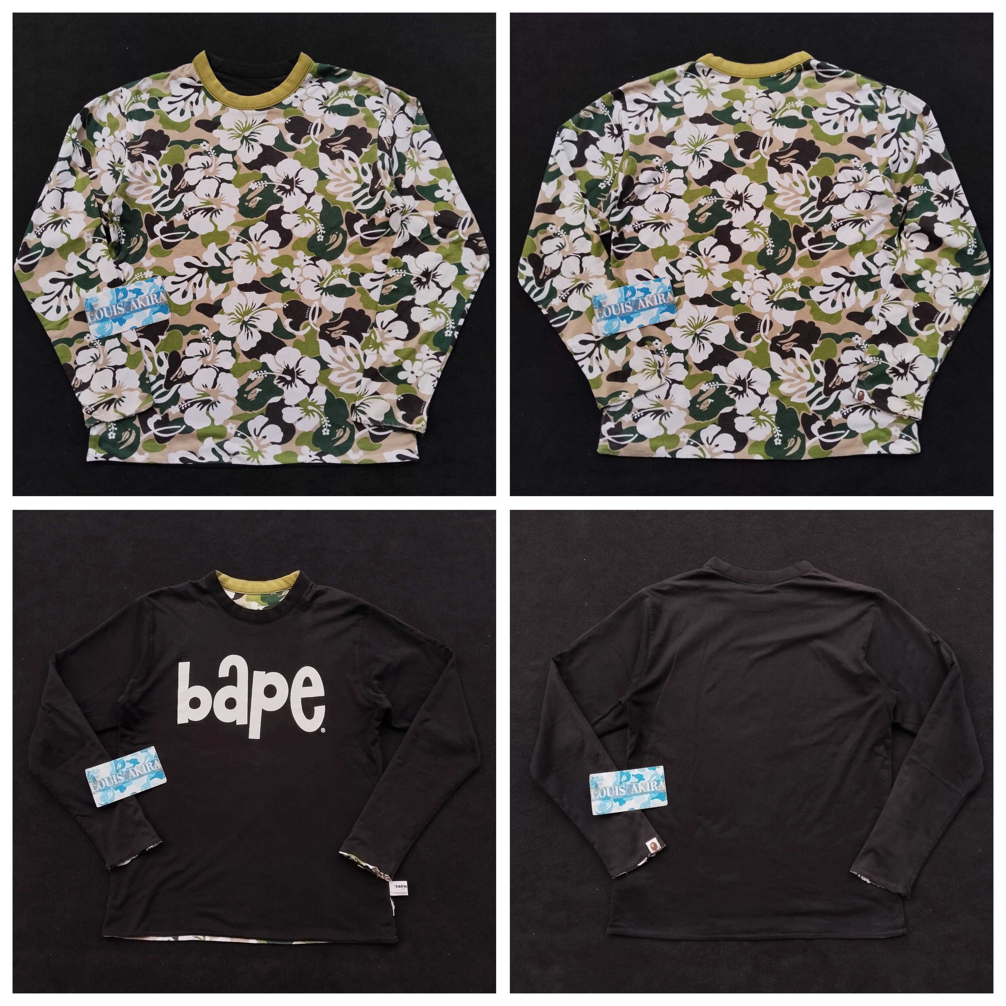 Bape × Stussy RARE Bape x Stussy L/S T Shirt Large Black/White