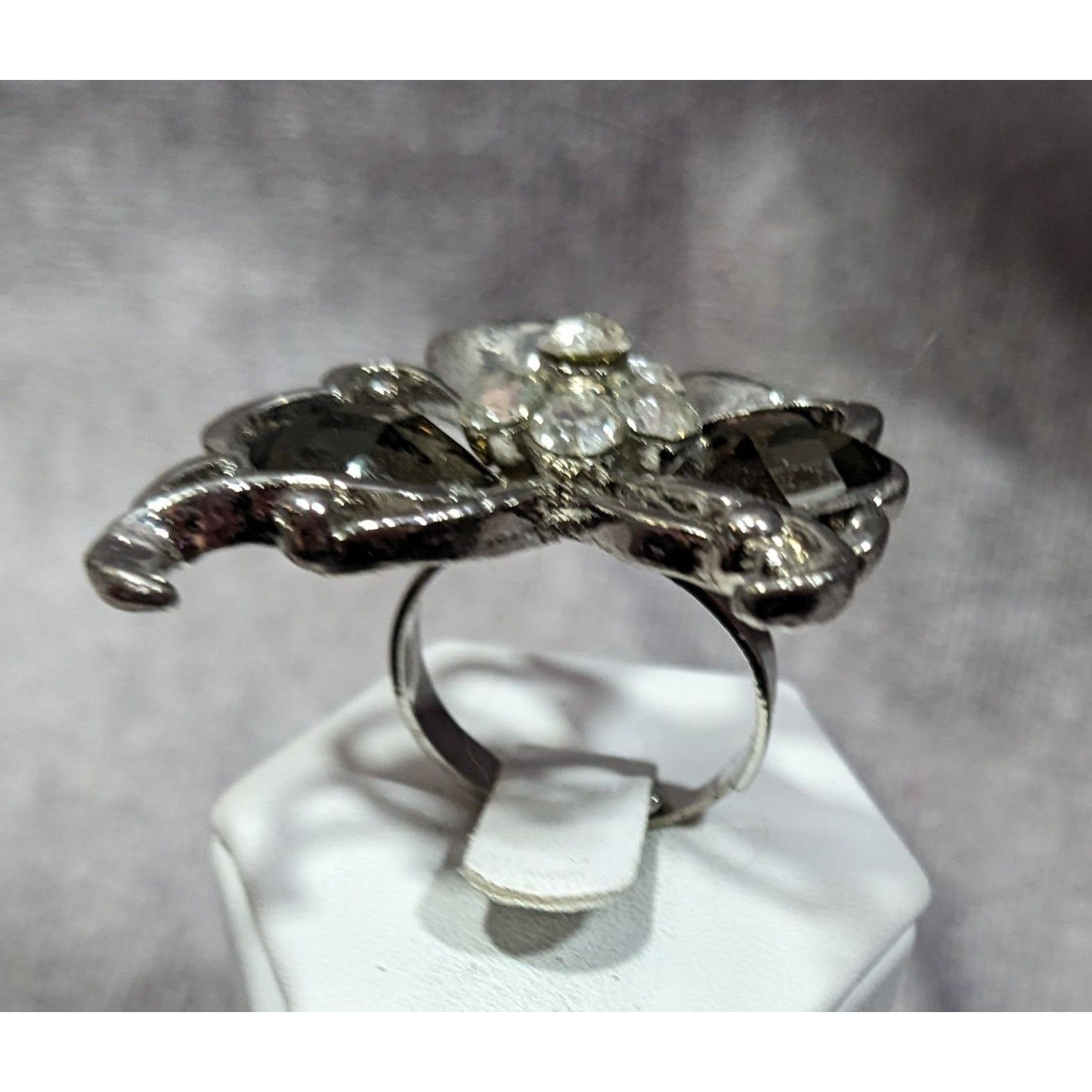 Other Faircore Butterfly Silver Tone Ring With Gems Adjustable Siz Size ONE SIZE - 6 Thumbnail