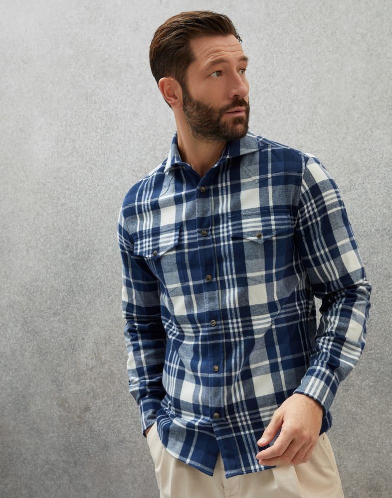 Brunello Cucinelli o1w1db10924 Men'S Shirt in Blue Size US M / EU 48-50 / 2 - 1 Preview