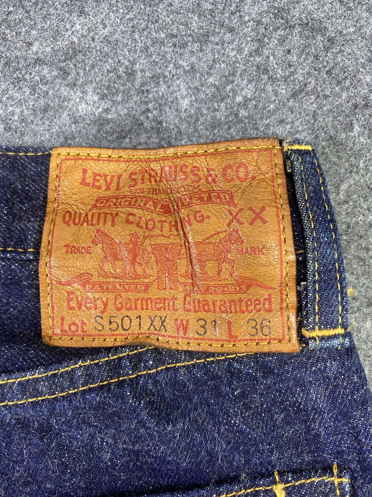 Jean × Levi's × Vintage VINTAGE LEVIS s501xx Big ‘E’ REDLINE BLUE JEANS-J889 Size US 29 - 12 Thumbnail