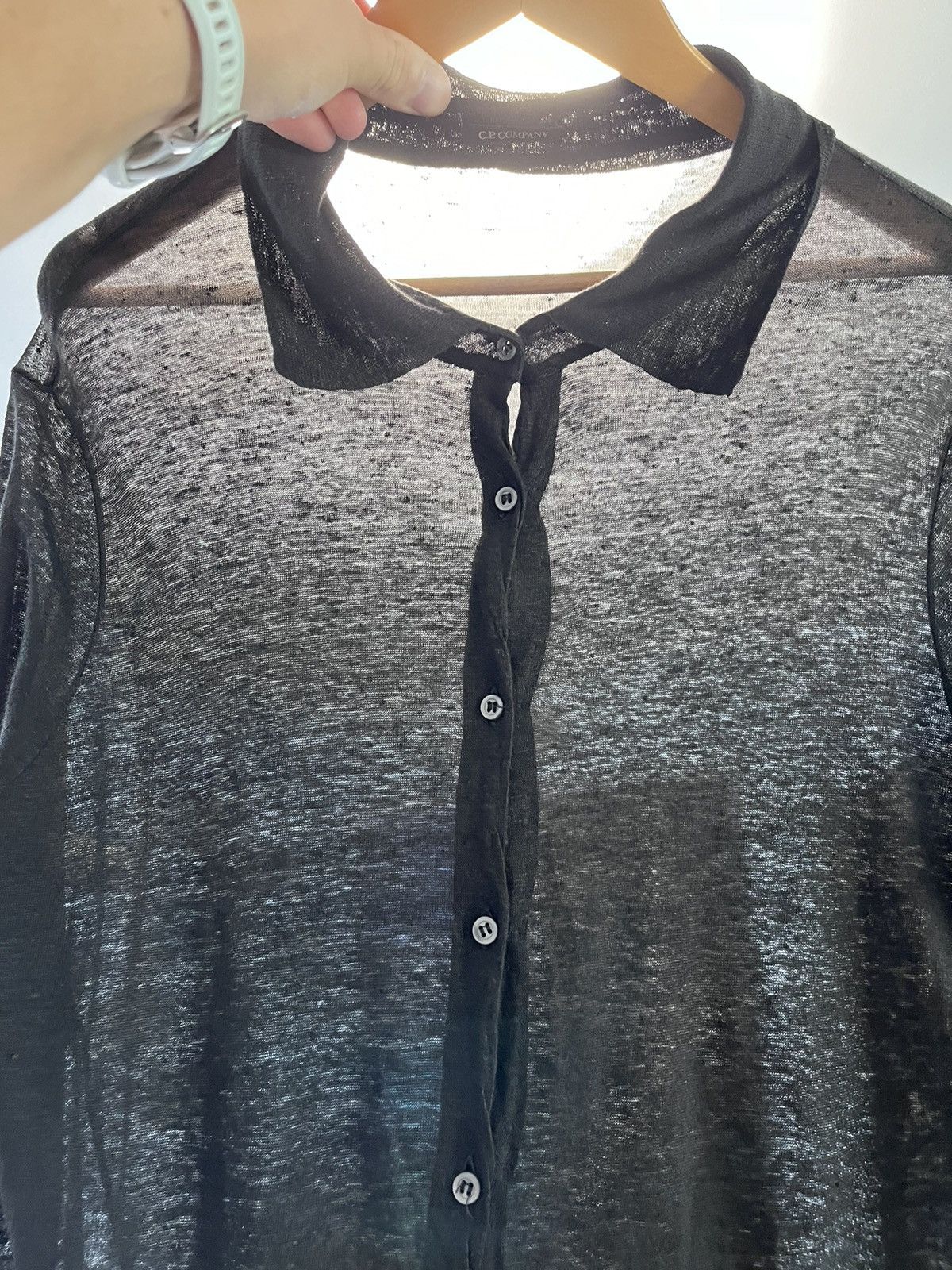 C.P. Company C.P. Company Sheer Longline Linen Shirt Black Size L Size US L / EU 52-54 / 3 - 7 Thumbnail